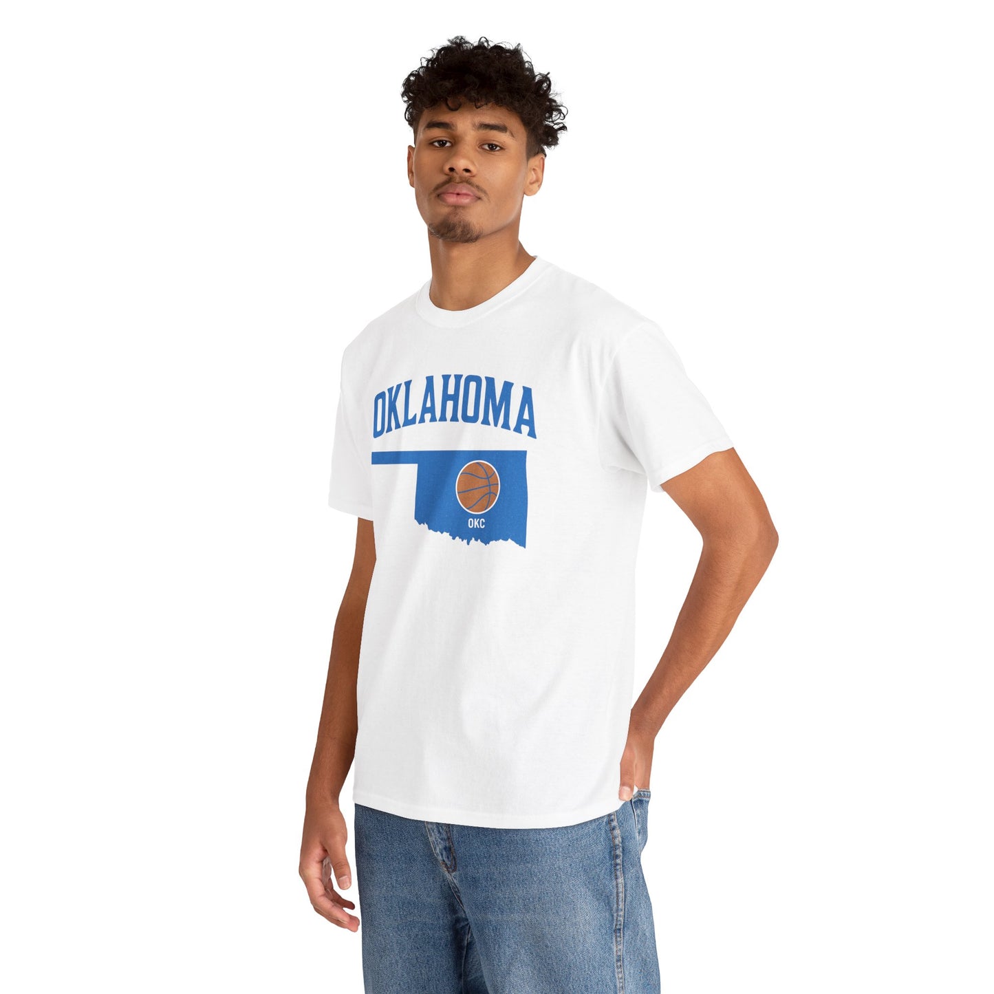 Oklahoma City Basketball Shirt | OKC Basketball Style Tee | Blue & Orange Oklahoma State T-Shir