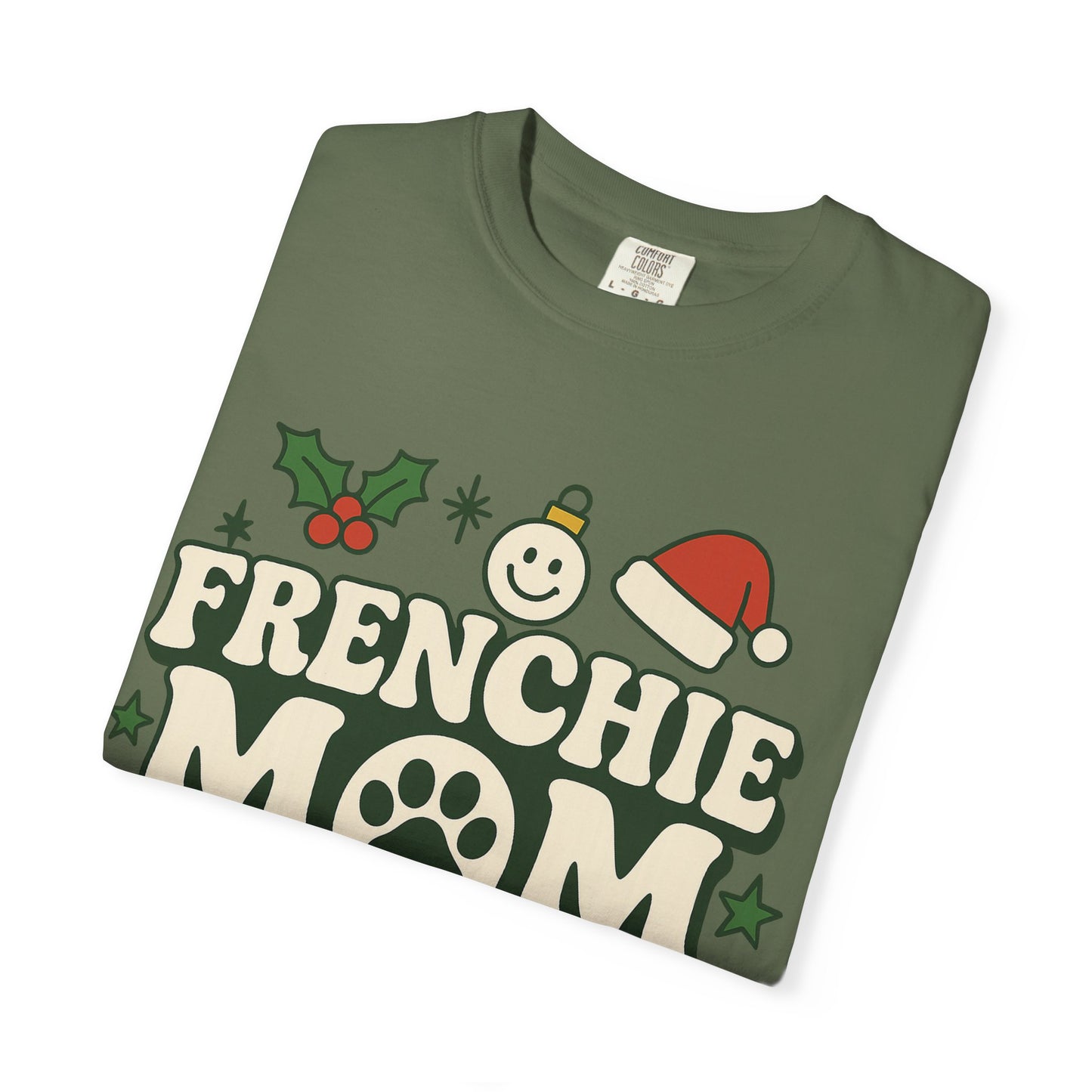 Merry Frenchie Mom T-Shirt | Christmas Dog Mom Tee | Festive French Bulldog Top | Cute Holiday Dog Lover Gift Shirt