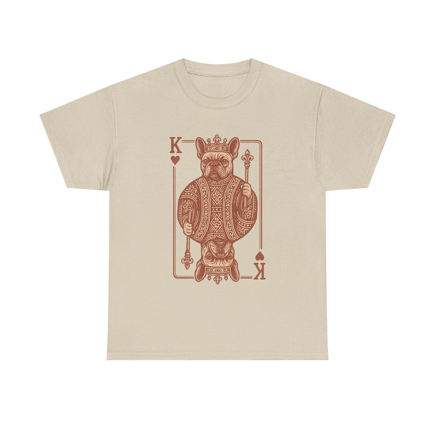 King French Bulldog Shirt, Frenchie Playing Card Tee, Royal Frenchie T-Shirt, Vintage French Bulldog Graphic Shirt, Dog Lover Gift, King of Hearts Frenchie Tee