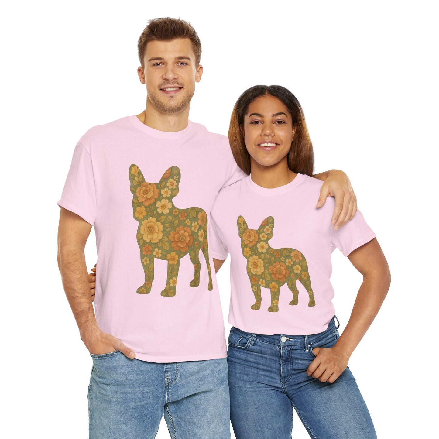 Floral Frenchie T-Shirt | Retro Flower French Bulldog Tee | Boho Dog Mom Shirt | Cute Pet Lover Gift | Vintage Botanical Dog Graphic Tee