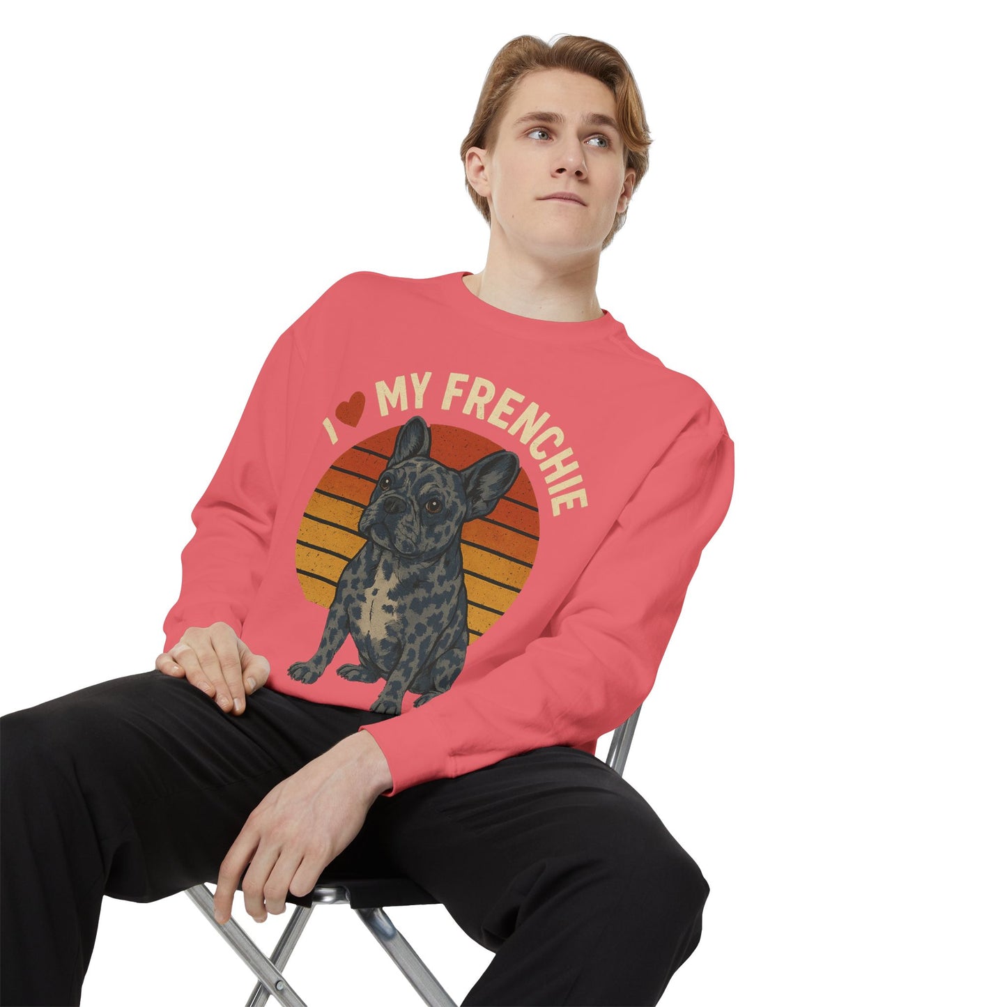 Retro Merle French Bulldog Pullover | Vintage Frenchie Sweatshirt | Cute Dog Lover Gift | Unisex Cozy French Bulldog Sweater
