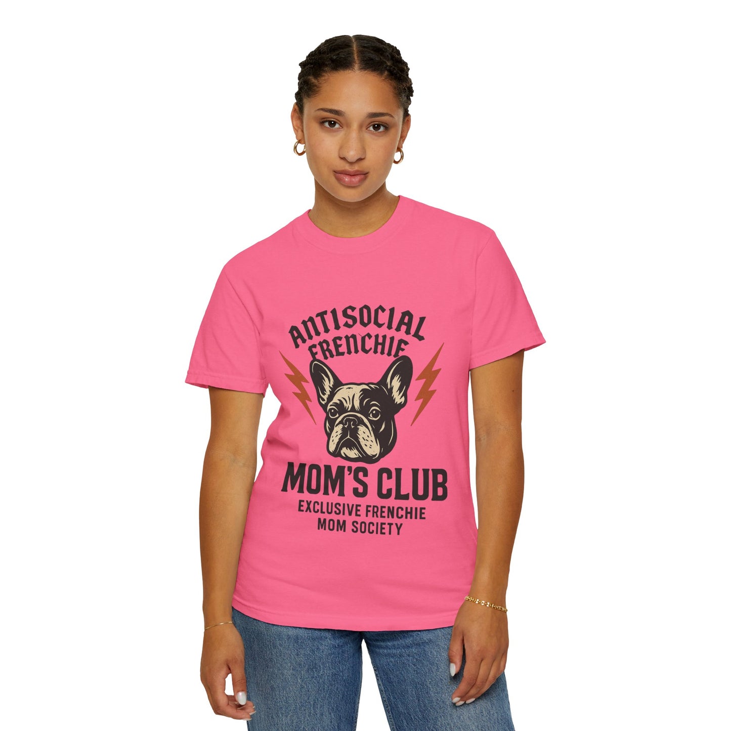 Antisocial Frenchie Mom’s Club Shirt – Retro French Bulldog Mom Tee, Funny Frenchie Lover Gift, Vintage Dog Mom Graphic T-Shirt