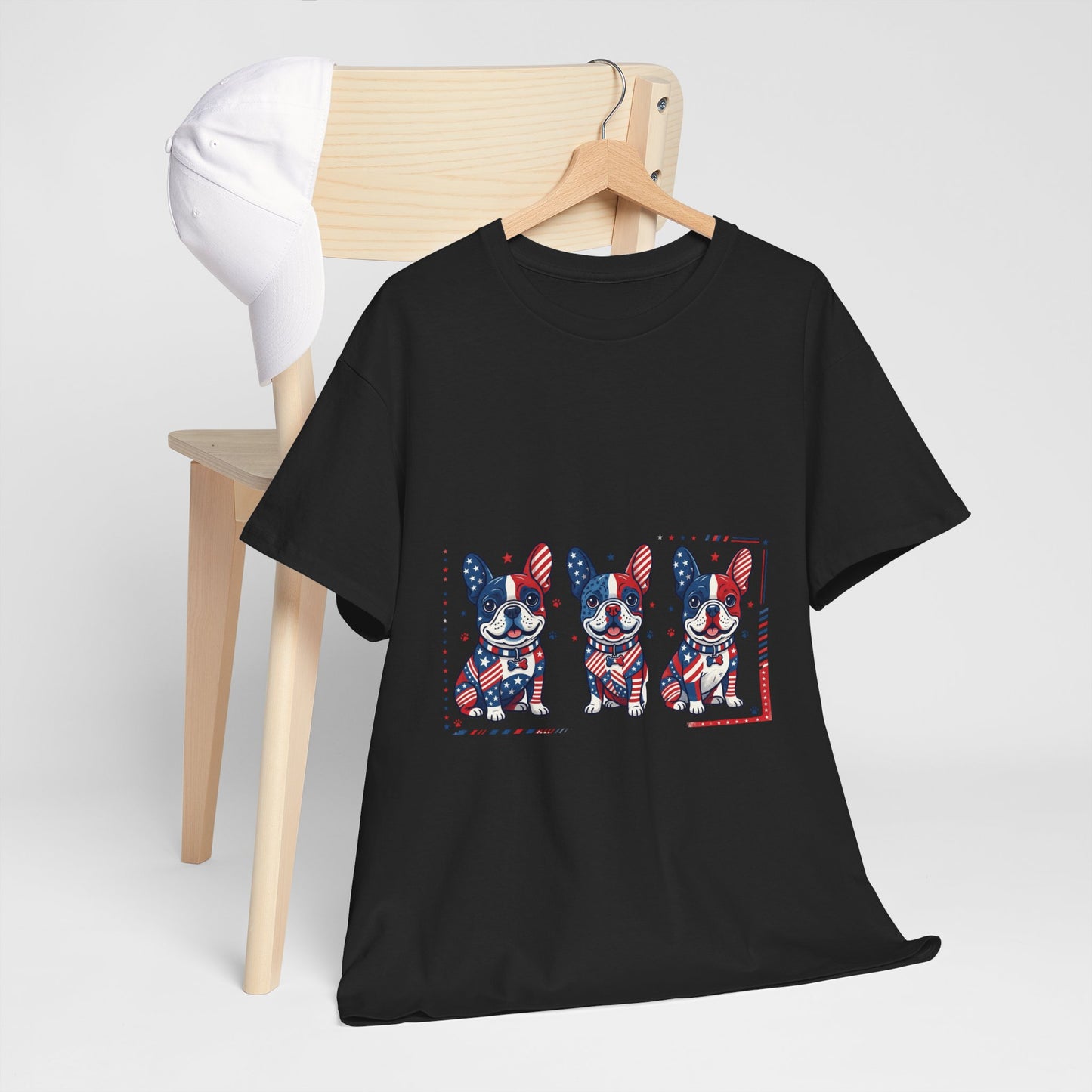Patriotic French Bulldog Shirt, American Flag Frenchie Trio Tee, Fourth of July Dog Lover Shirt, USA French Bulldog Gift, Frenchie Mom Shirt