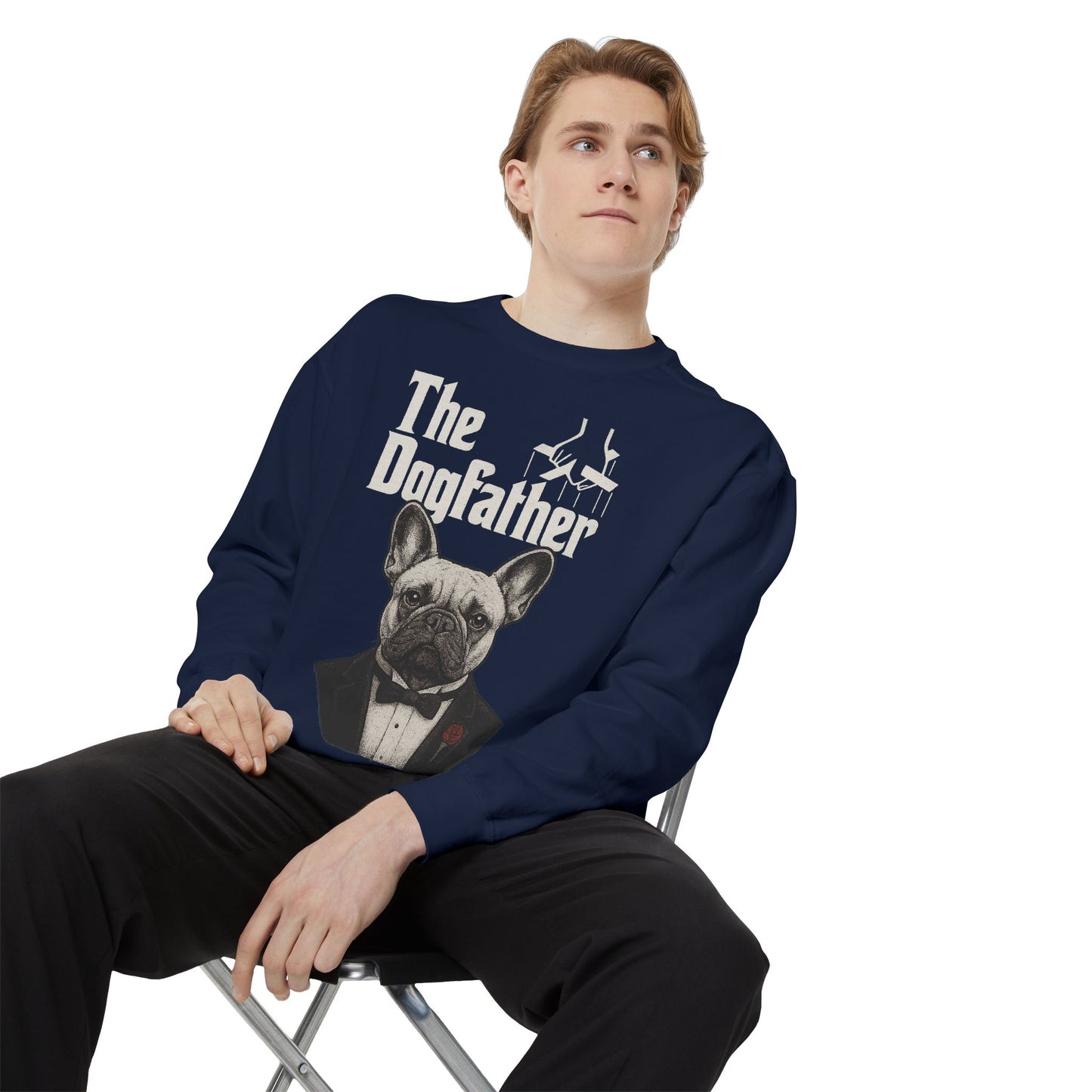 The Dogfather Sweatshirt | Funny French Bulldog Pullover | Dog Dad Crewneck | Mafia Style Frenchie Lover Sweater