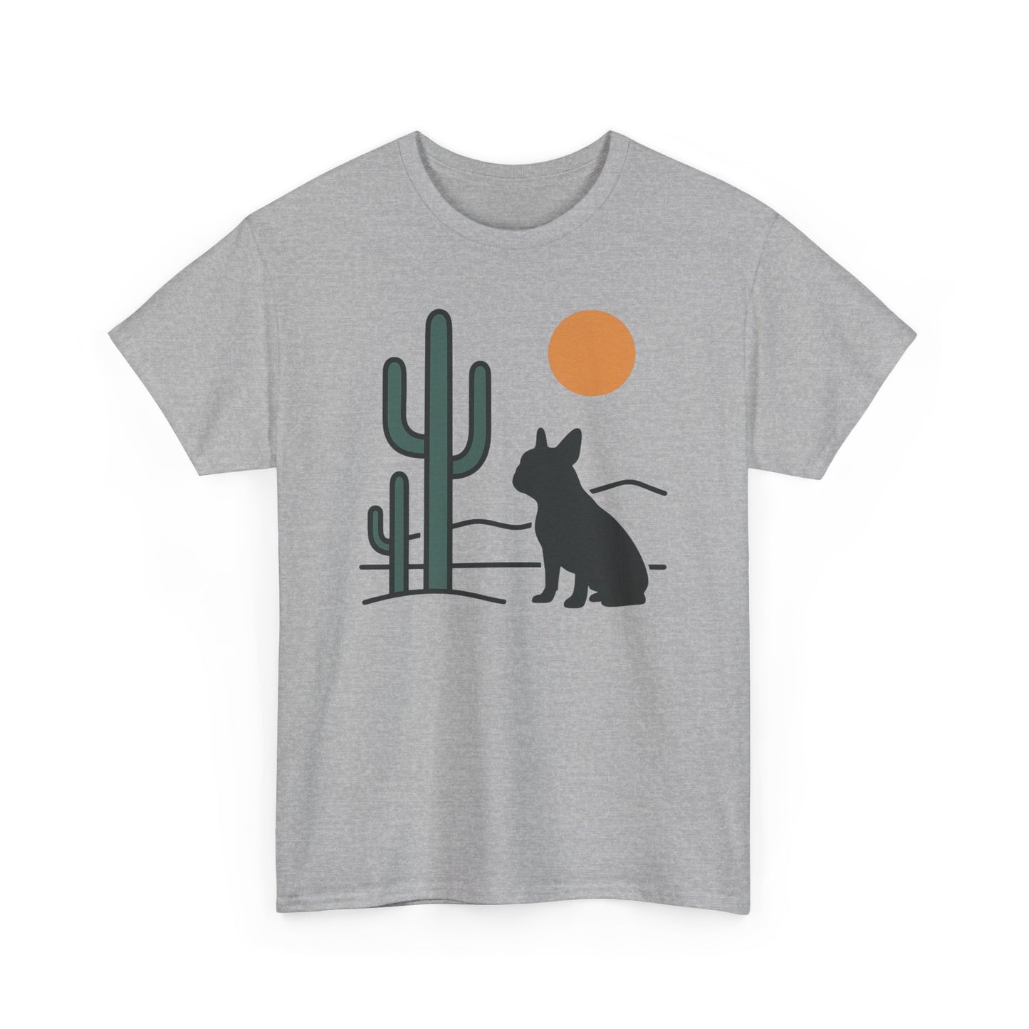 Desert Frenchie T-Shirt | Minimalist Cactus Dog Tee | French Bulldog Desert Sunset Shirt | Pet Lover Gift | Modern Graphic Dog Mom Tee