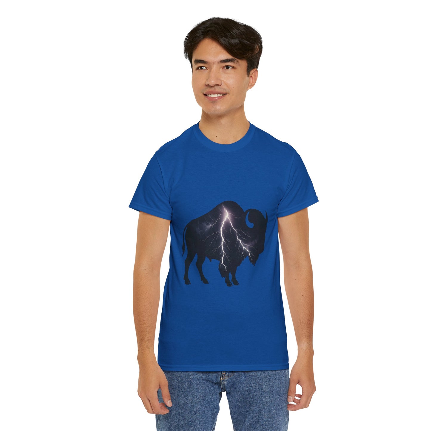 Lightning Bison T-Shirt – Oklahoma City Thunder-Inspired Tee, Electric Bison Graphic Shirt, OKC Basketball Fan Apparel