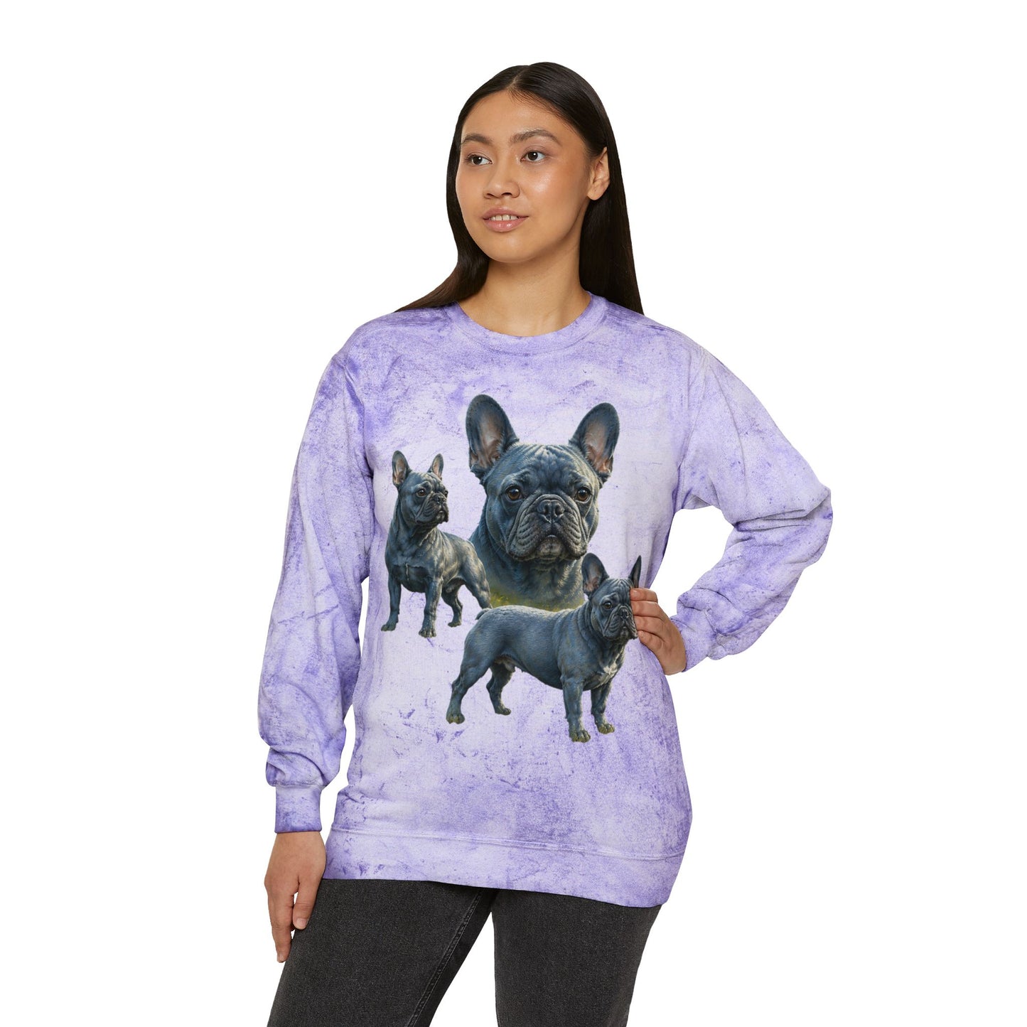 Blue French Bulldog Sweatshirt, Frenchie Crewneck, Realistic French Bulldog Sweatshirt, Dog Mom Gift, Blue Frenchie Graphic Sweatshirt, French Bulldog Lover