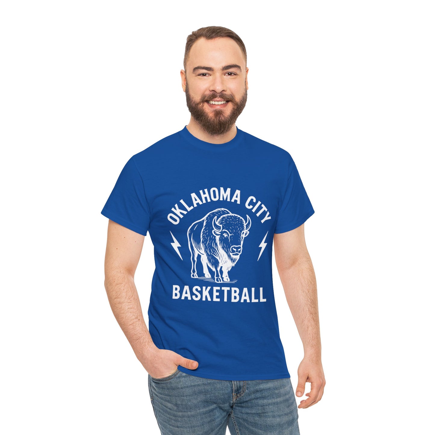 Oklahoma City Bison Basketball Shirt • OKC Hoops Tee • Retro Thunder Spirit T-Shirt • Western Bison Basketball Fan Shirt