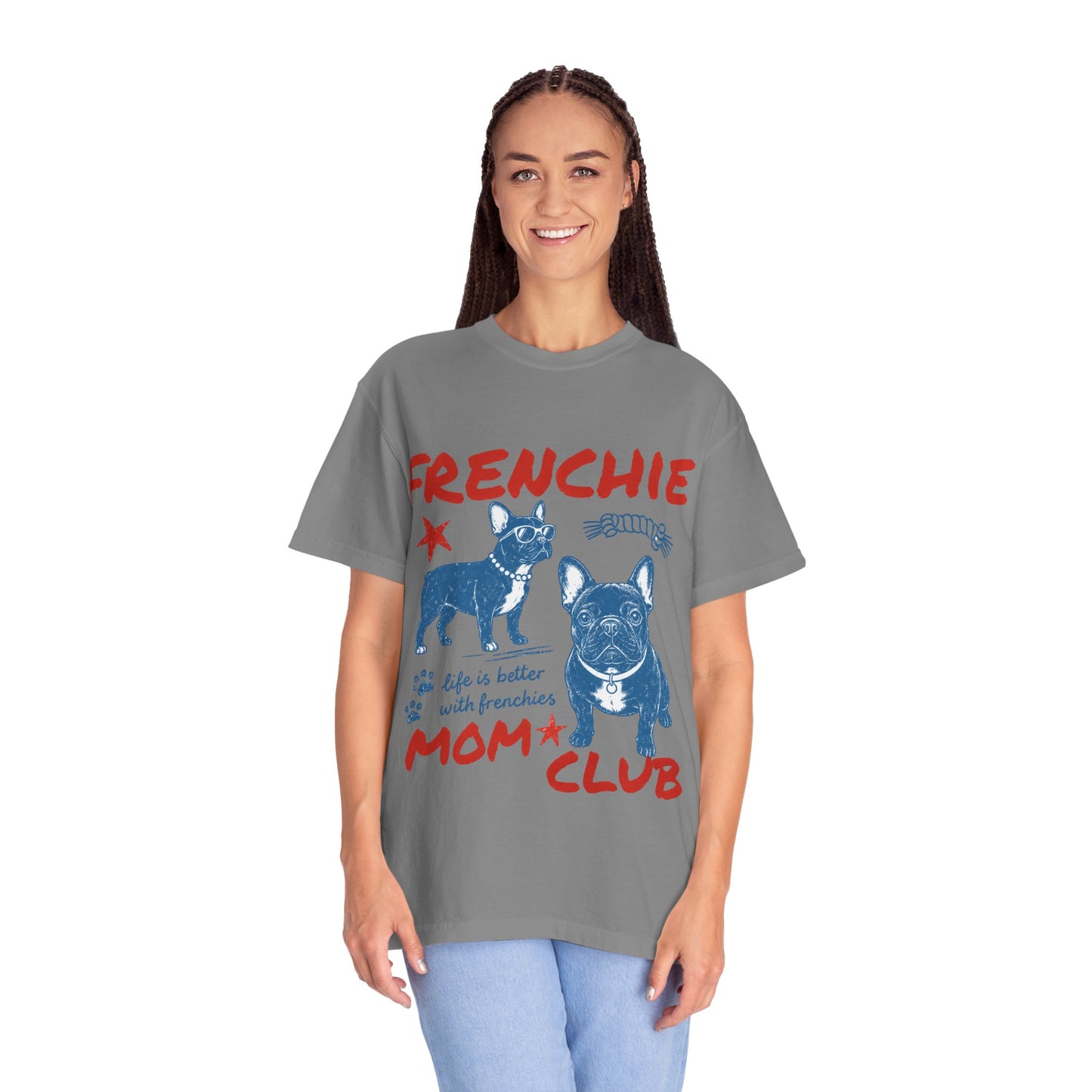 Frenchie Mom Club Shirt, French Bulldog Mom Tee, Frenchie Mama Shirt, Dog Mom Gift, Vintage French Bulldog Graphic Tee, Frenchie Lover Shirt