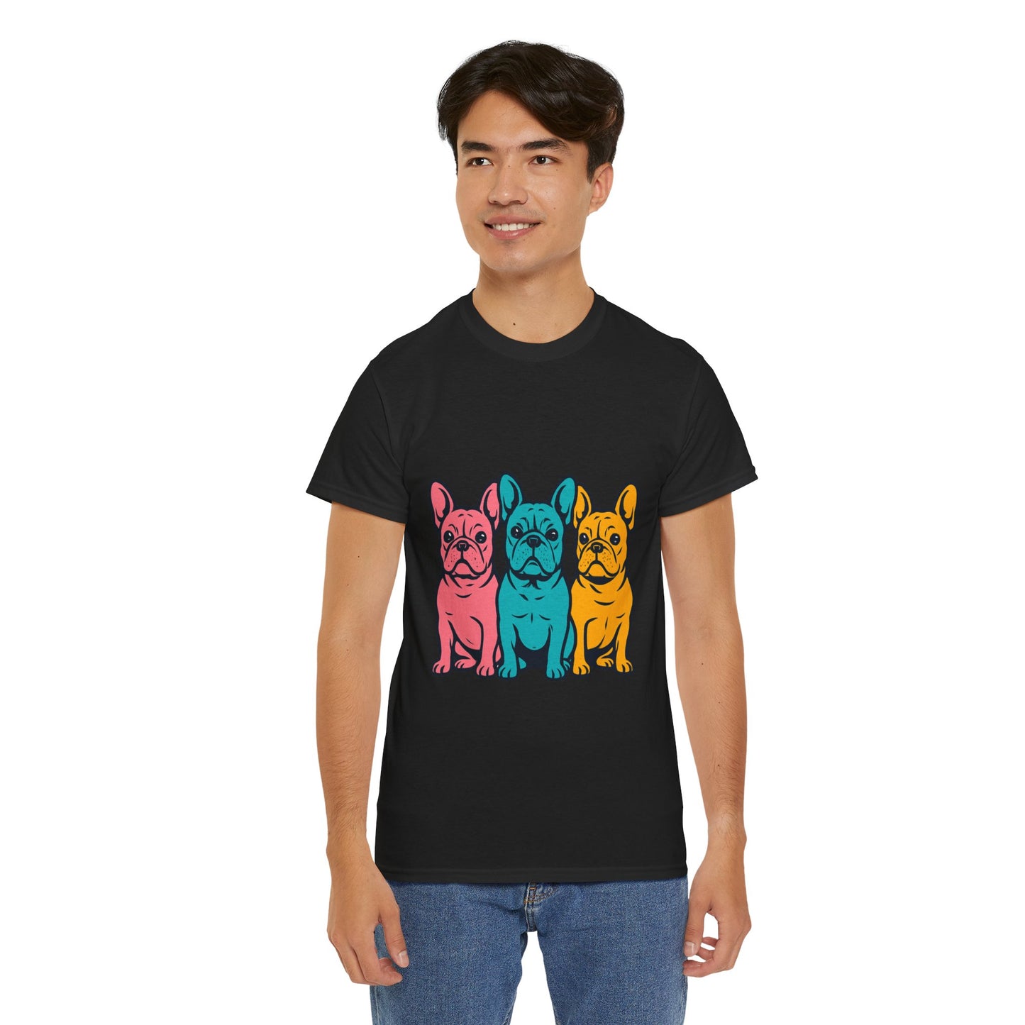 Pop Art French Bulldog T-Shirt | Colorful Frenchie Graphic Tee | Retro Dog Lover Shirt | Bright 80s Style Pet Gift | Fun Unisex Dog Mom Shirt