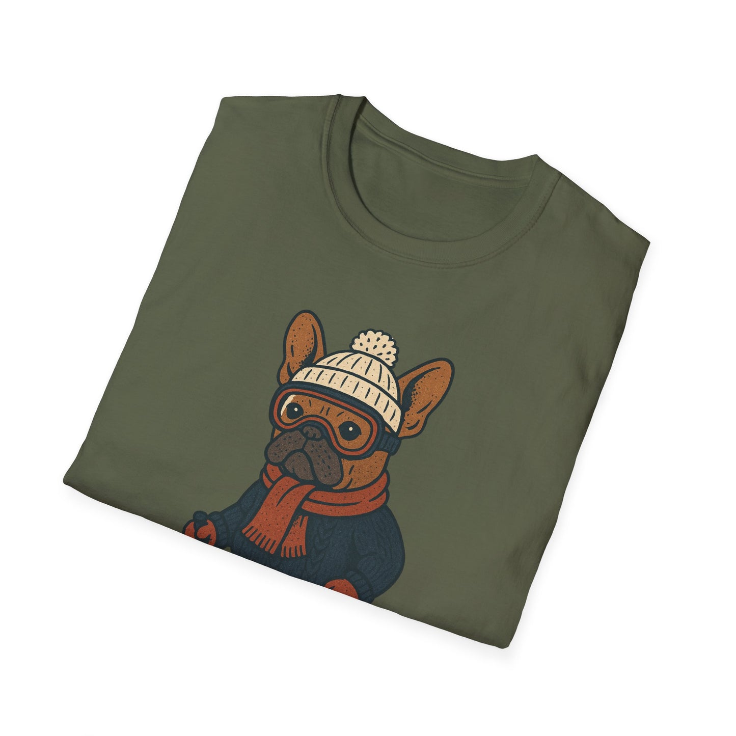 French Bulldog Skiing T-Shirt, Winter Frenchie Shirt, Ski Dog Graphic Tee, Cute Snow Dog Gift, Funny Frenchie Lover Shirt, Skiing Pup Tee