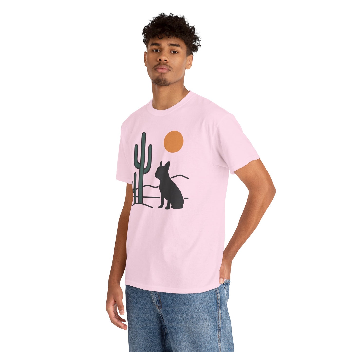 Desert Frenchie T-Shirt | Minimalist Cactus Dog Tee | French Bulldog Desert Sunset Shirt | Pet Lover Gift | Modern Graphic Dog Mom Tee