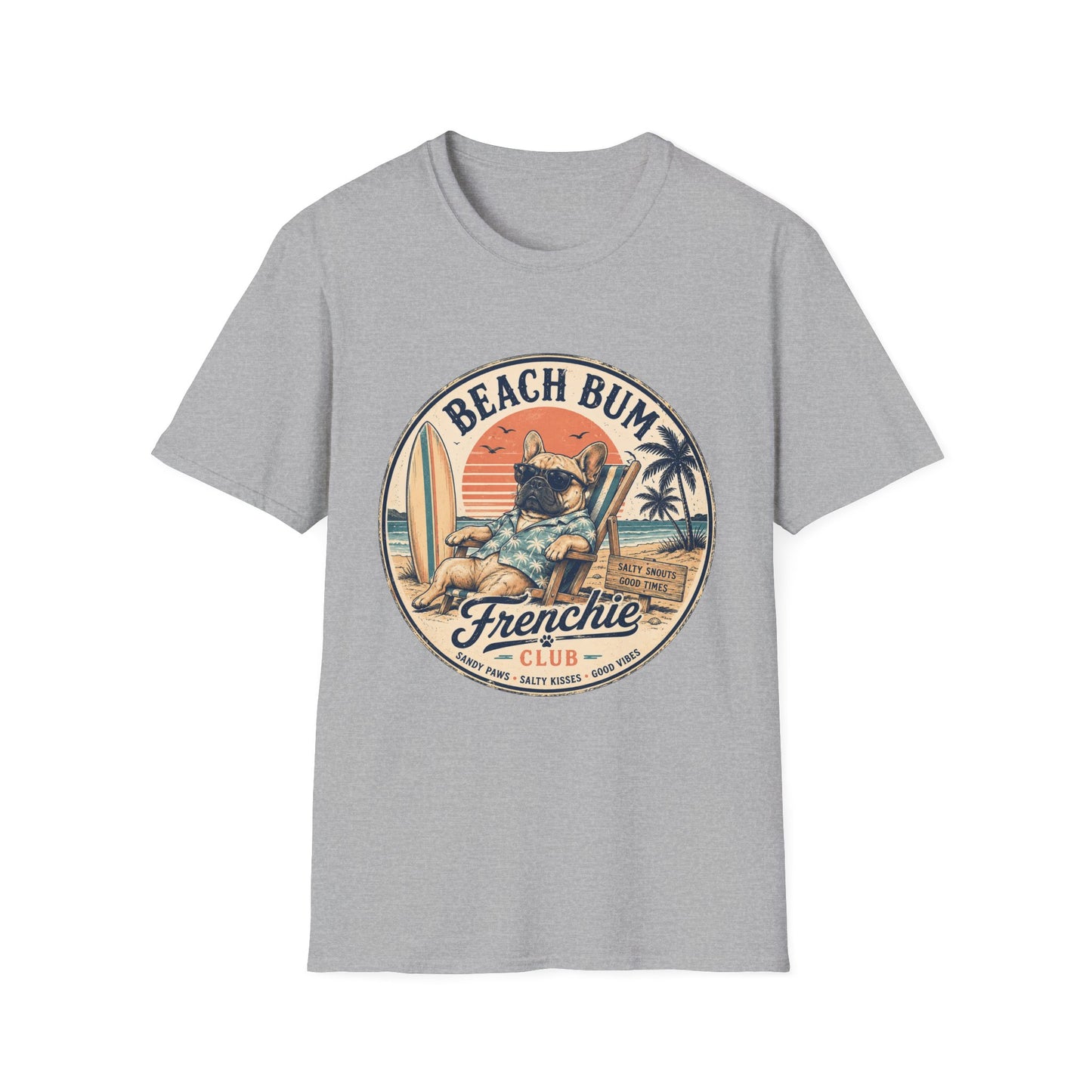 Beach Bum French Bulldog Shirt, Frenchie Beach Club Tee, Summer Frenchie Shirt, Dog Mom Beach Shirt, Coastal French Bulldog Graphic Tee
