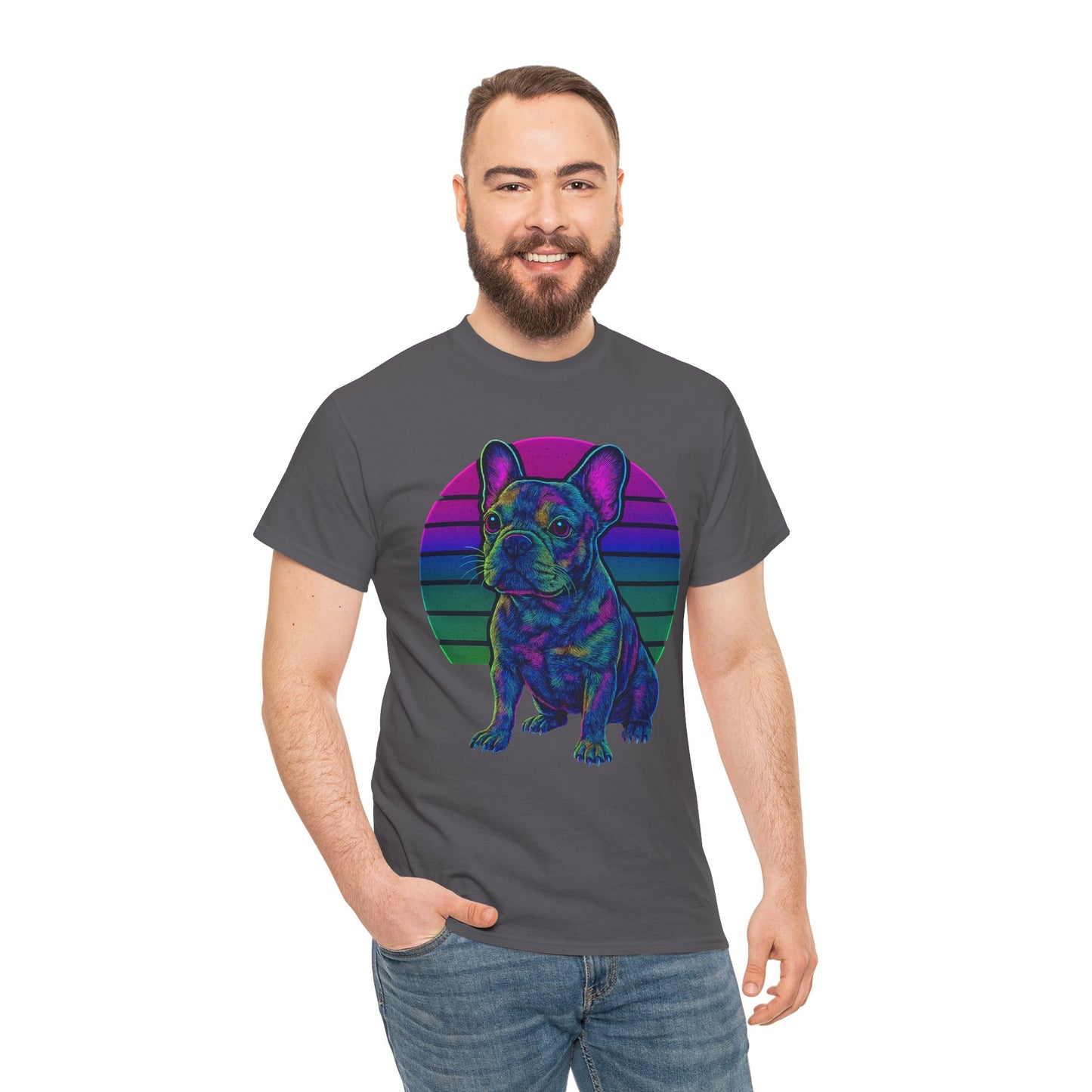 Neon French Bulldog T-Shirt | Retro 80s Frenchie Tee | Colorful Dog Lover Shirt | Electric Frenchie Gift for Men & Women