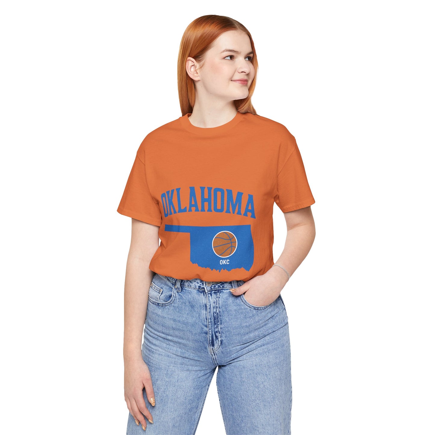 Oklahoma Basketball T-Shirt | OKC State Outline Tee | Blue and Orange Game Day Shirt | Retro Oklahoma Sports Graphic Top