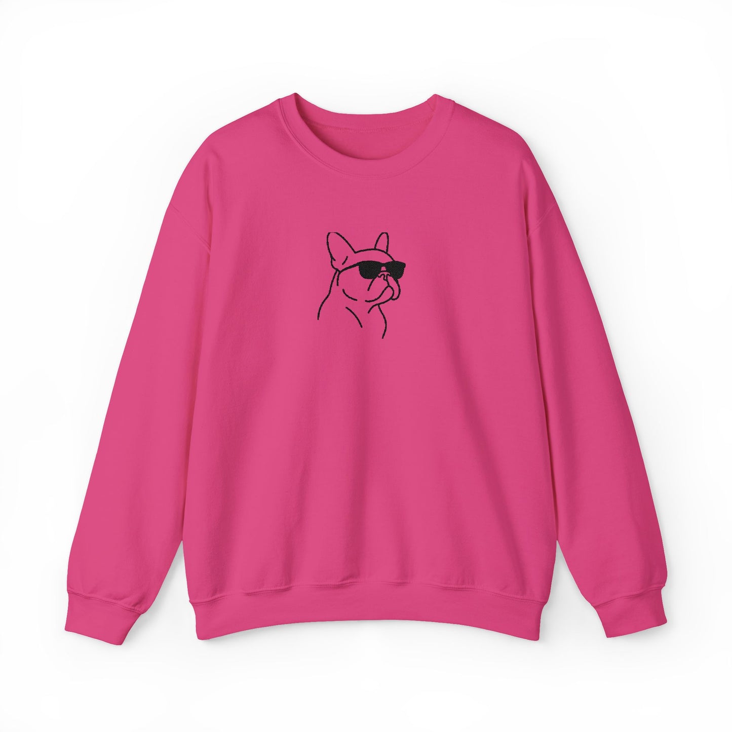 Frenchie in Shades Sweatshirt | Hot Pink French Bulldog Crewneck | Minimal Line Art Dog Lover Gift | Cute Cozy Frenchie Pullover