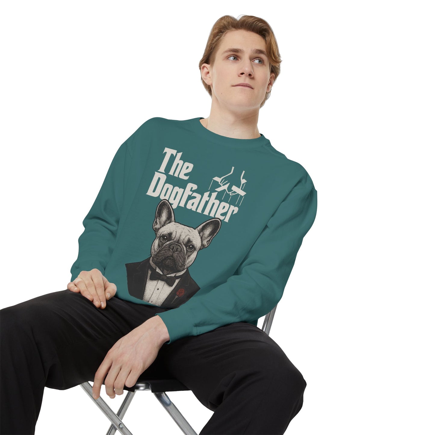 The Dogfather Sweatshirt | Funny French Bulldog Pullover | Dog Dad Crewneck | Mafia Style Frenchie Lover Sweater