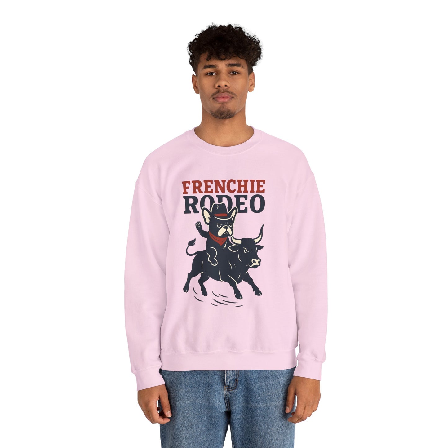 Frenchie Rodeo Sweatshirt – Cowboy French Bulldog Crewneck, Western Dog Lover Gift, Funny Rodeo Pullover for Pet Moms & Dads
