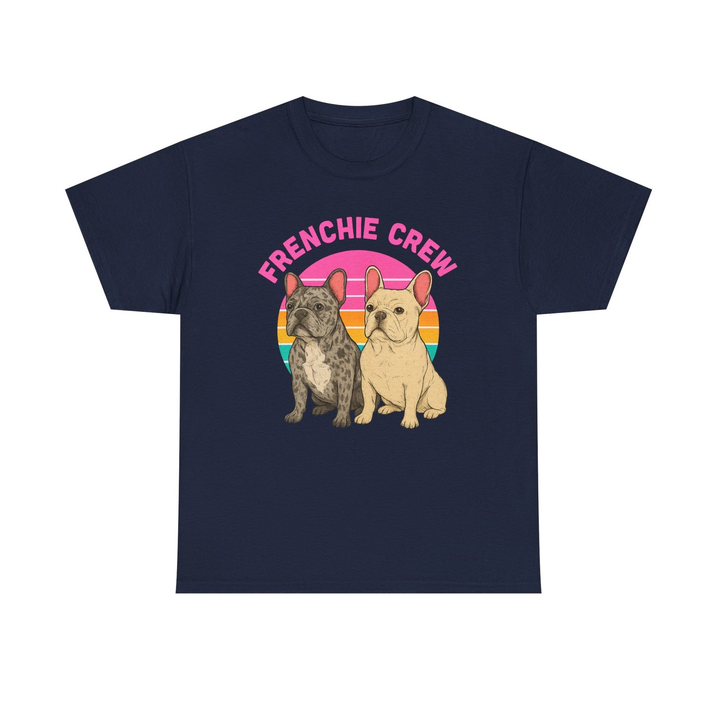 Frenchie Crew T-Shirt | Retro French Bulldog Tee | Merle & Cream Frenchie Dog Lover Shirt | Cute Gift for Frenchie Moms & Dads