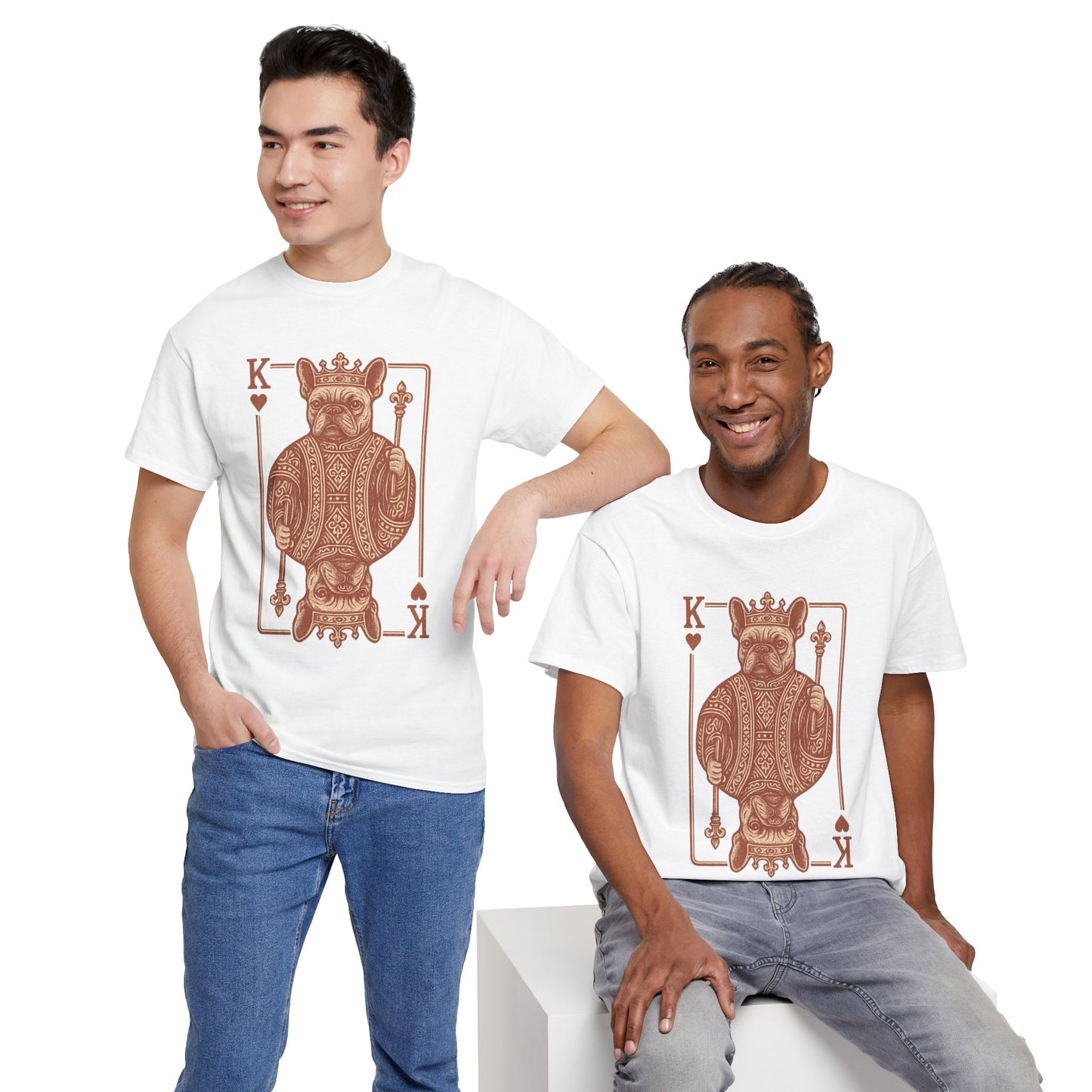 King French Bulldog Shirt, Frenchie Playing Card Tee, Royal Frenchie T-Shirt, Vintage French Bulldog Graphic Shirt, Dog Lover Gift, King of Hearts Frenchie Tee