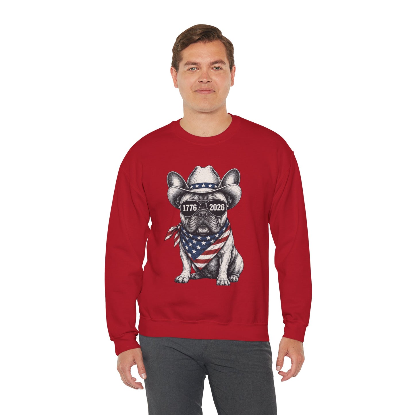 America 250 French Bulldog Sweatshirt, Patriotic Frenchie Crewneck, 1776 2026 USA Anniversary Sweatshirt, Fourth of July Dog Lover Gift