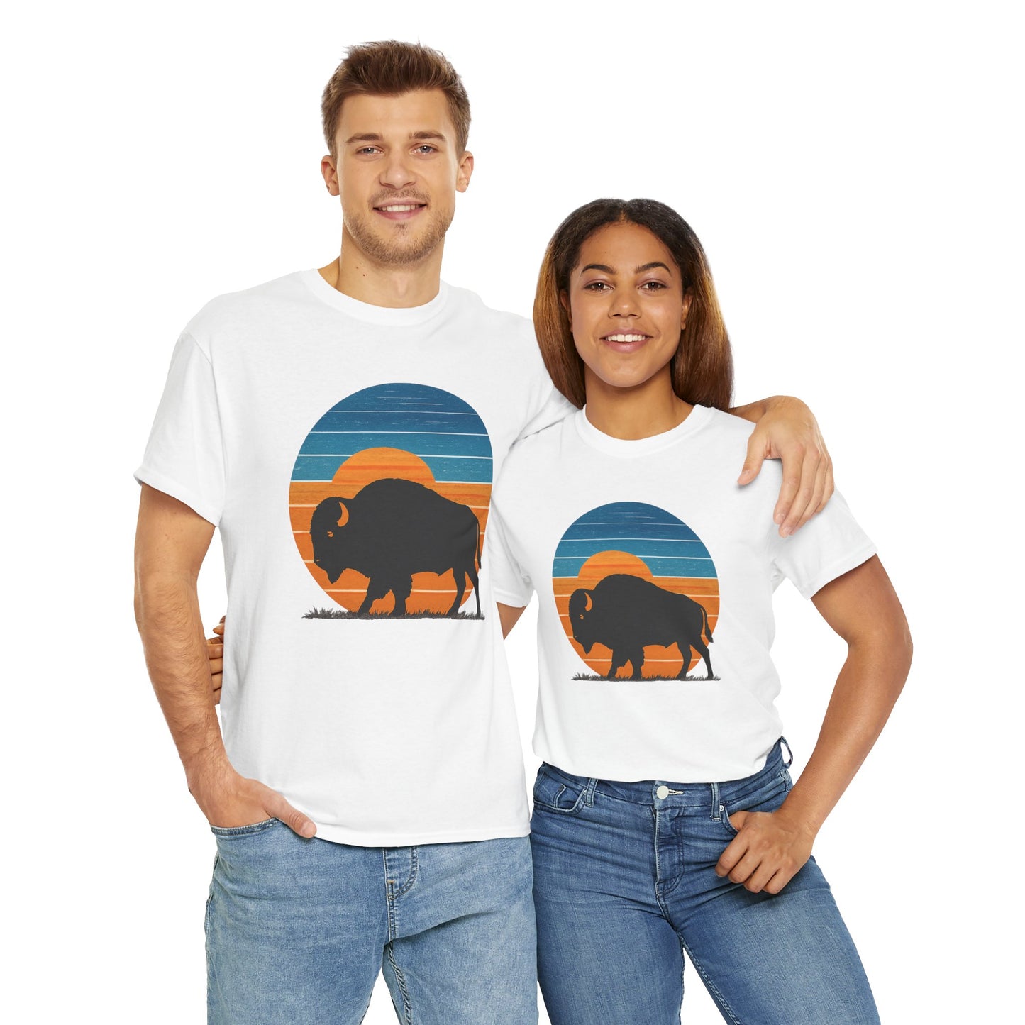 Oklahoma Bison Sunset Shirt | Retro Buffalo Tee | OKC Basketball Colors T-Shirt