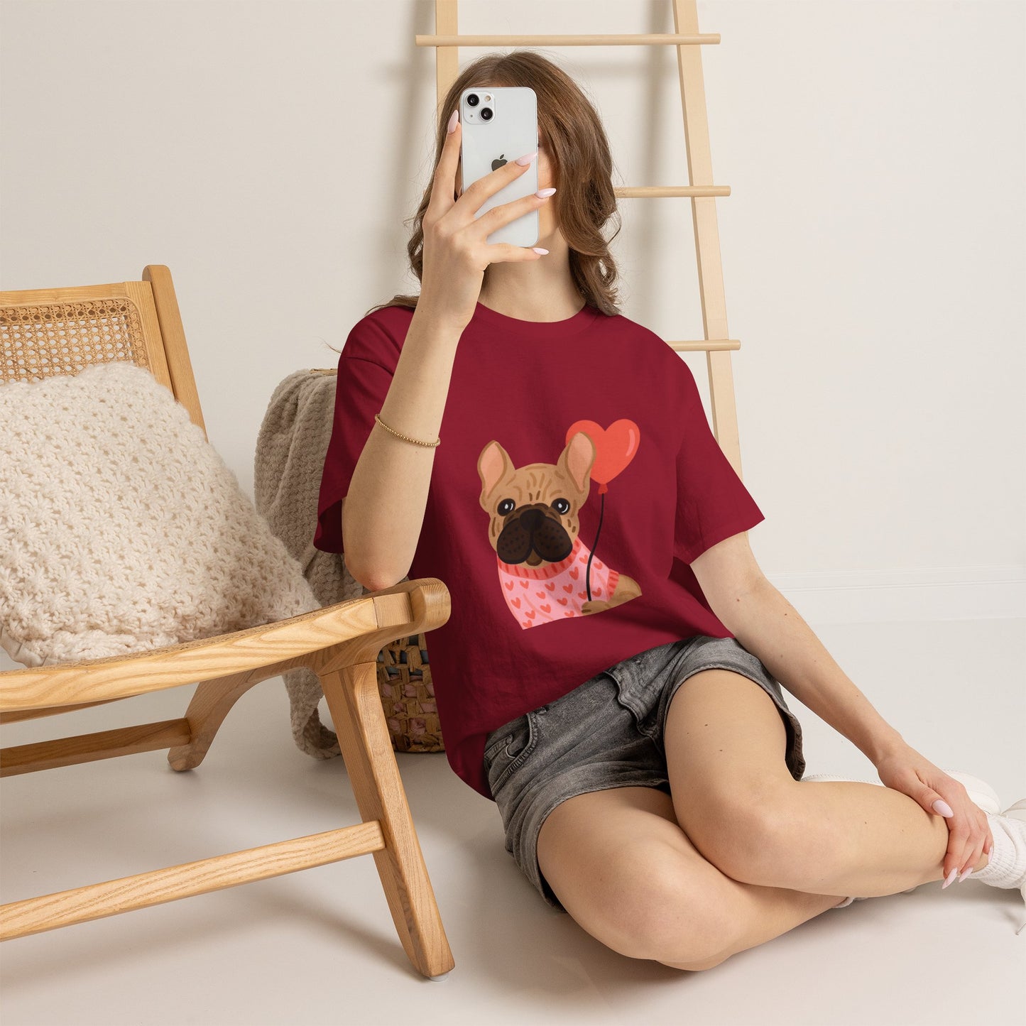 Valentine French Bulldog Shirt, Cute Frenchie Heart Balloon Tee, French Bulldog Valentine Gift, Dog Mom Valentine’s Shirt, Frenchie Love Tee