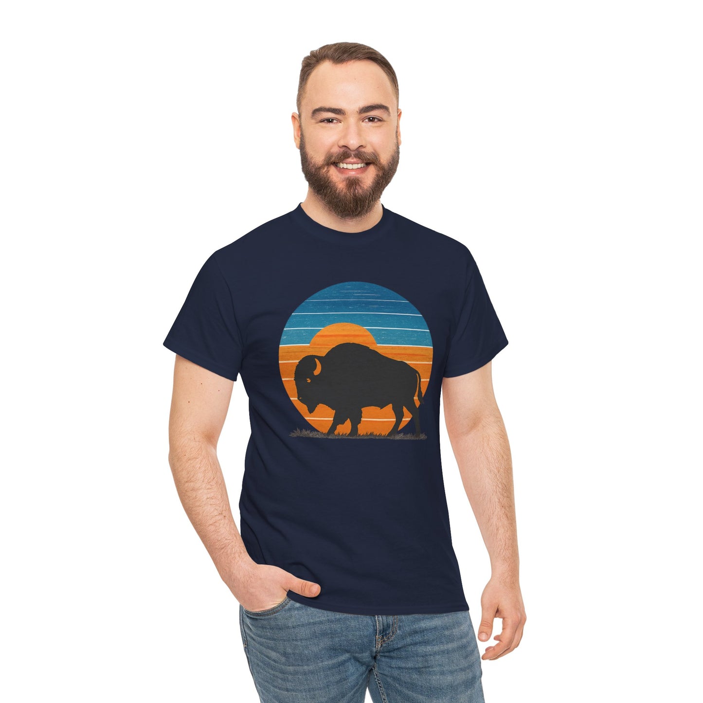 Oklahoma Bison Sunset Shirt | Retro Buffalo Tee | OKC Basketball Colors T-Shirt