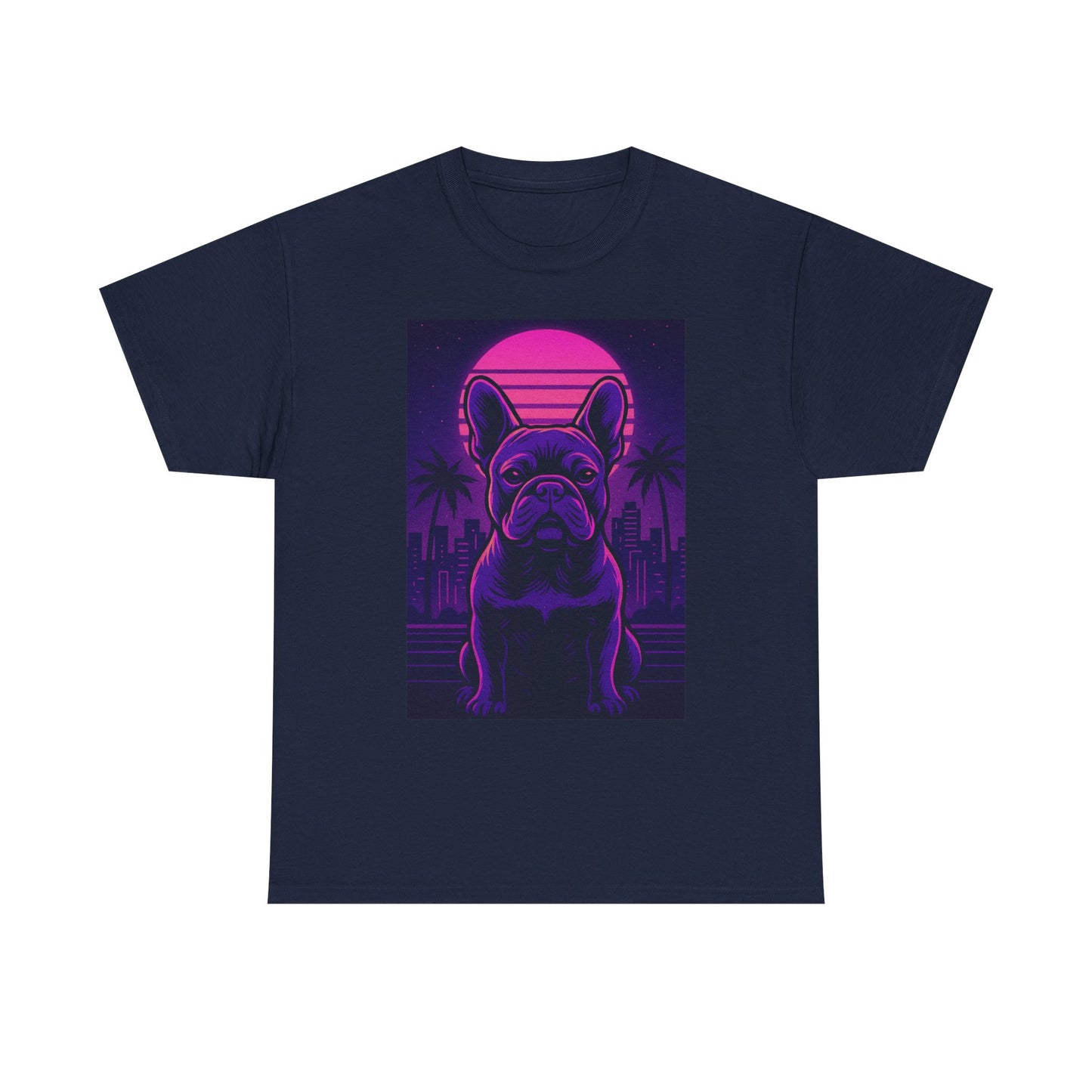 Vaporwave French Bulldog T-Shirt | Retro Neon Dog Tee | 80s Aesthetic Frenchie Shirt | Synthwave Graphic Tee | Cool Gift for Pet Lovers