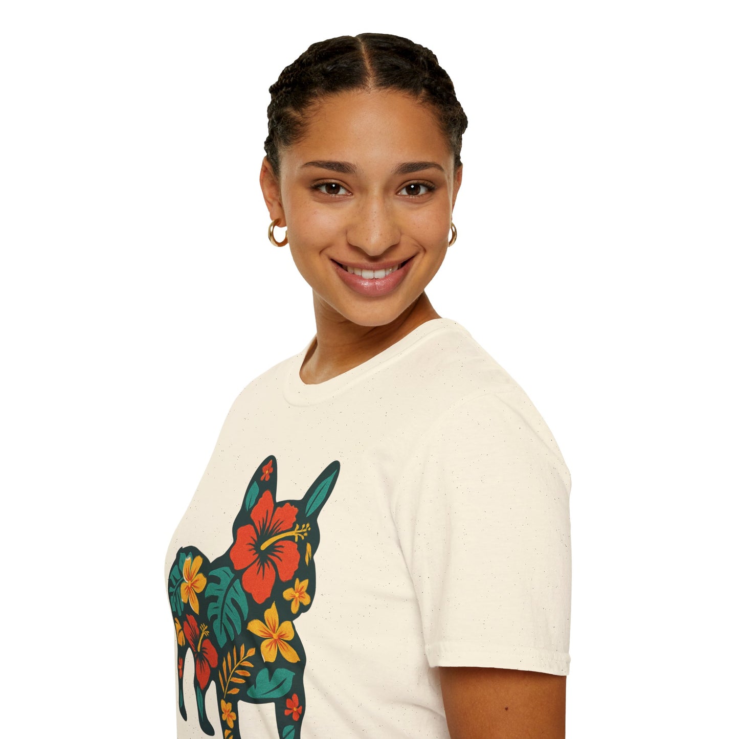 Hawaiian Frenchie Shirt | Floral French Bulldog T-Shirt | Tropical Dog Lover Tee | Cute Summer Frenchie Gift | Hibiscus Dog Silhouette