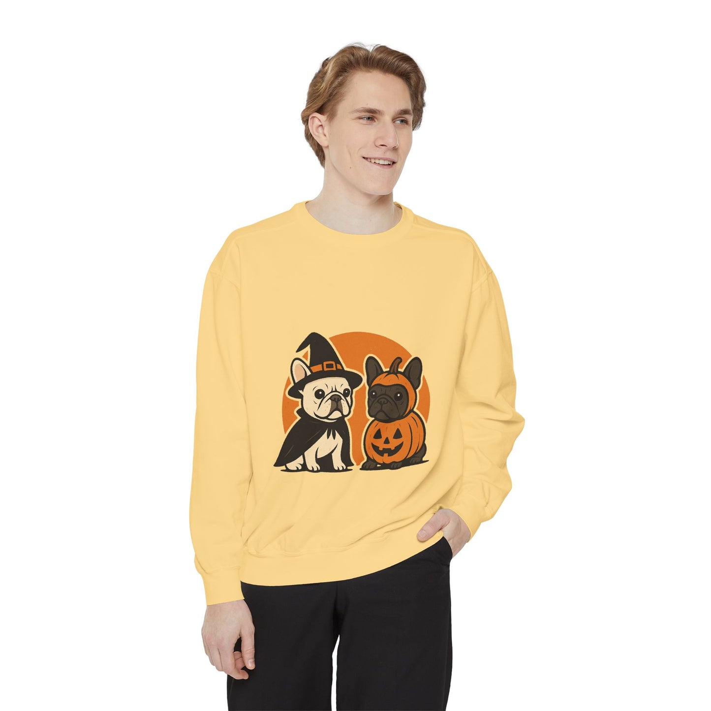 French Bulldog Halloween Sweatshirt | Spooky Frenchie Pullover | Witch Dog Lover Crewneck | Cute Pumpkin Fall Sweater