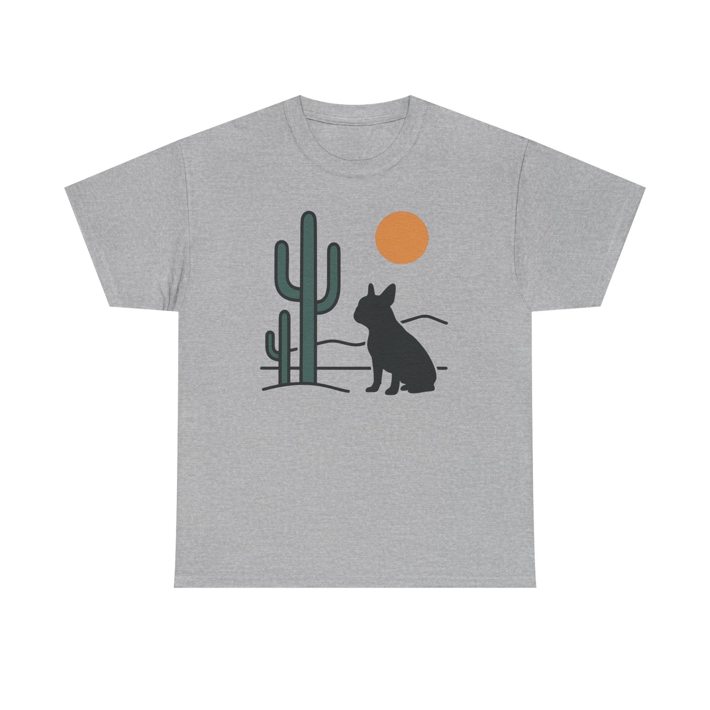 Desert Frenchie T-Shirt | Minimalist Cactus Dog Tee | French Bulldog Desert Sunset Shirt | Pet Lover Gift | Modern Graphic Dog Mom Tee