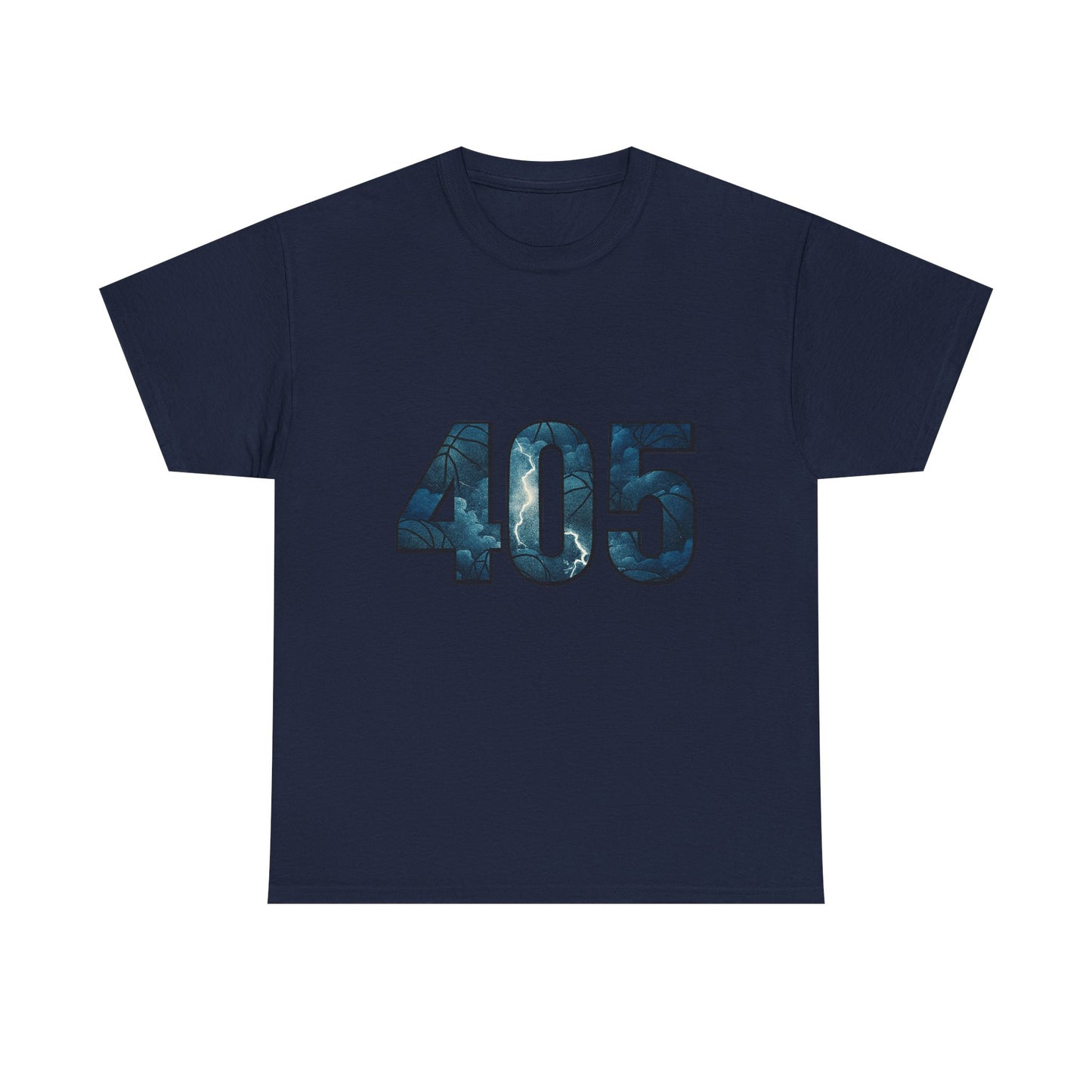 405 Thunder Lightning Tee | OKC Basketball Shirt | Oklahoma Area Code Shirt | Orange & Blue Thunder Fan Graphic Tee | Local Pride Shirt