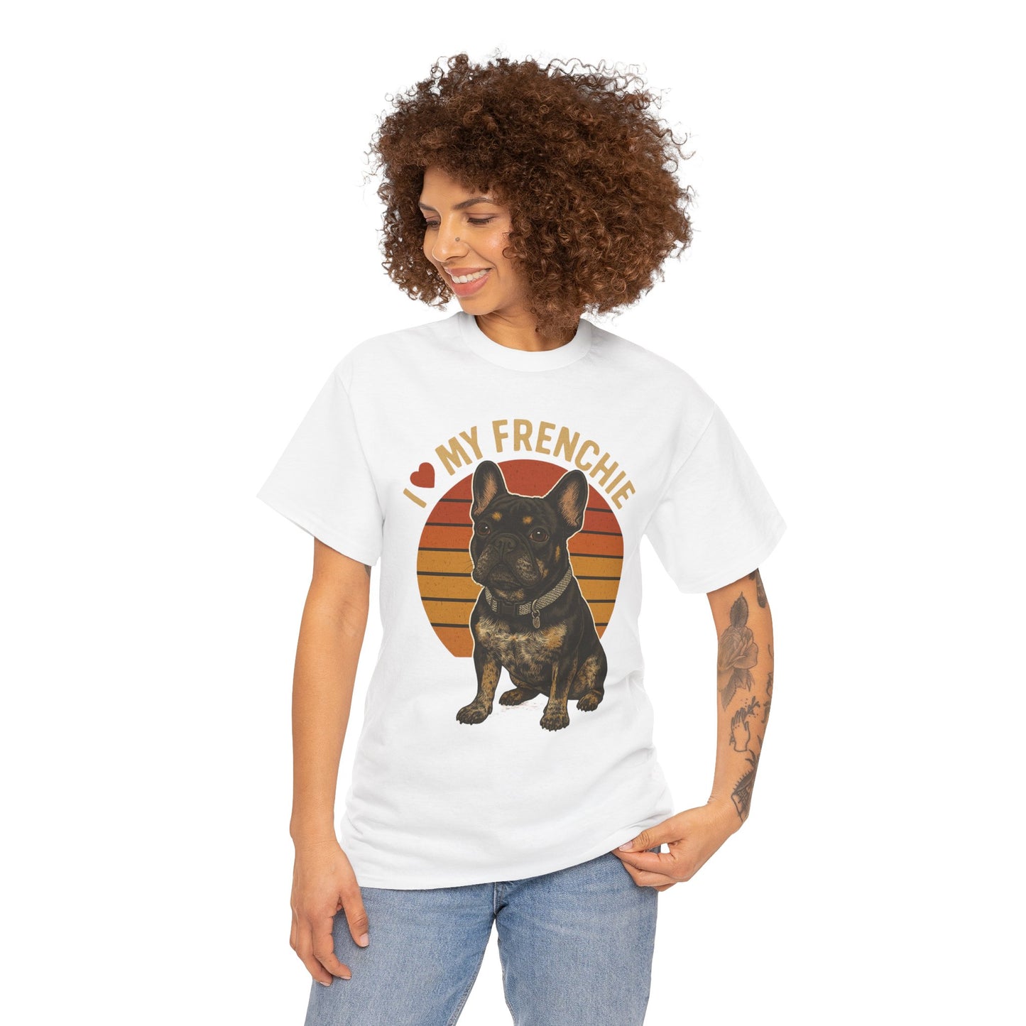 I Love My Frenchie T-Shirt | Retro French Bulldog Tee | Black & Tan Frenchie Gift | Vintage Dog Lover Shirt for Frenchie Moms & Dads