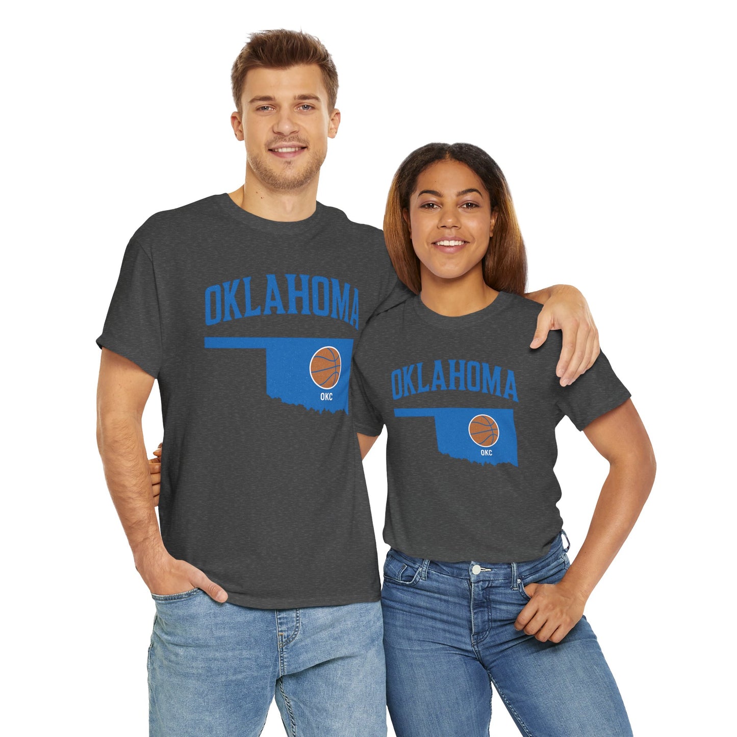 Oklahoma City Basketball Shirt | OKC Basketball Style Tee | Blue & Orange Oklahoma State T-Shir