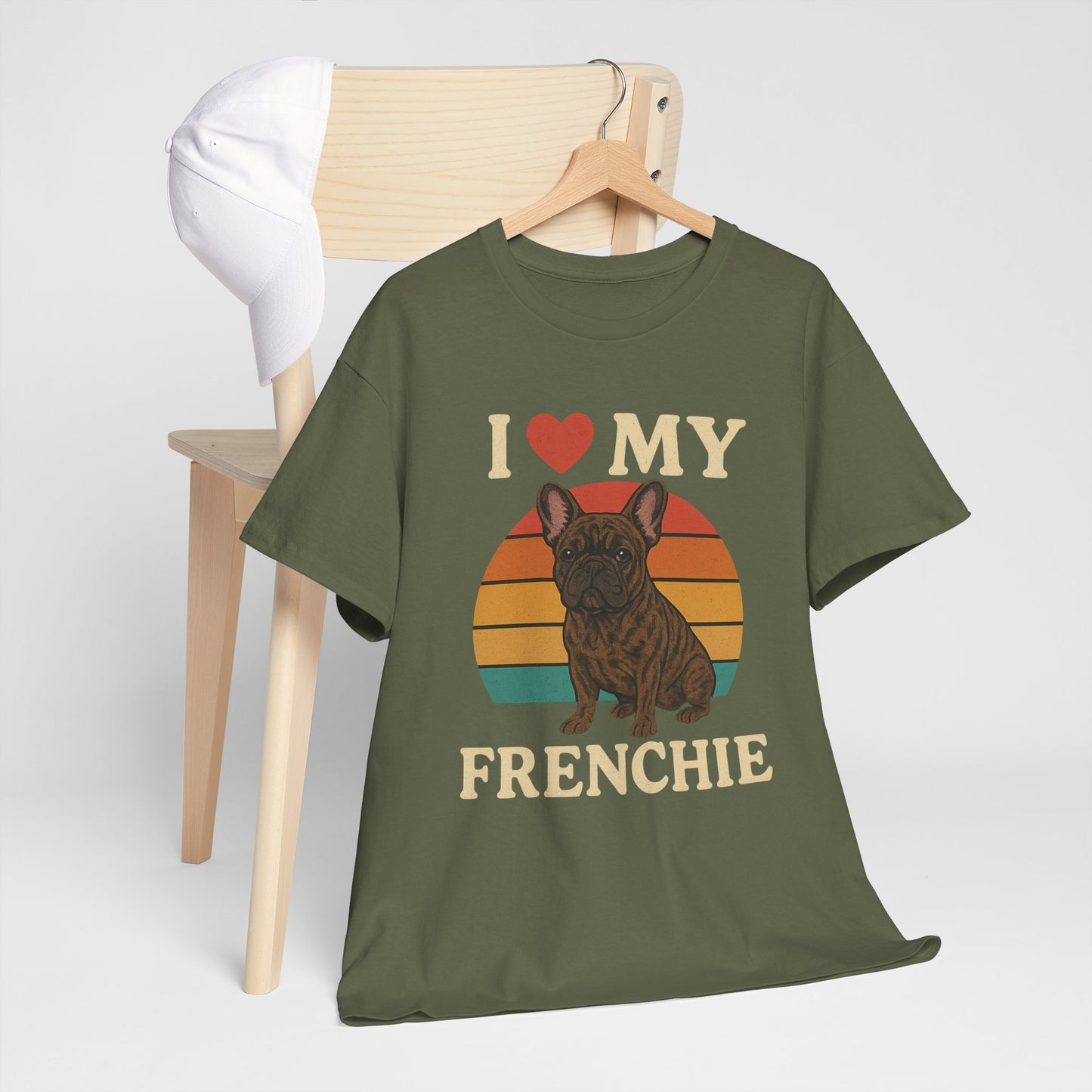 I Love My Frenchie T-Shirt | Retro French Bulldog Tee | Vintage Dog Lover Gift | Frenchie Mom & Dad Shirt | Brindle Bulldog Graphic Top