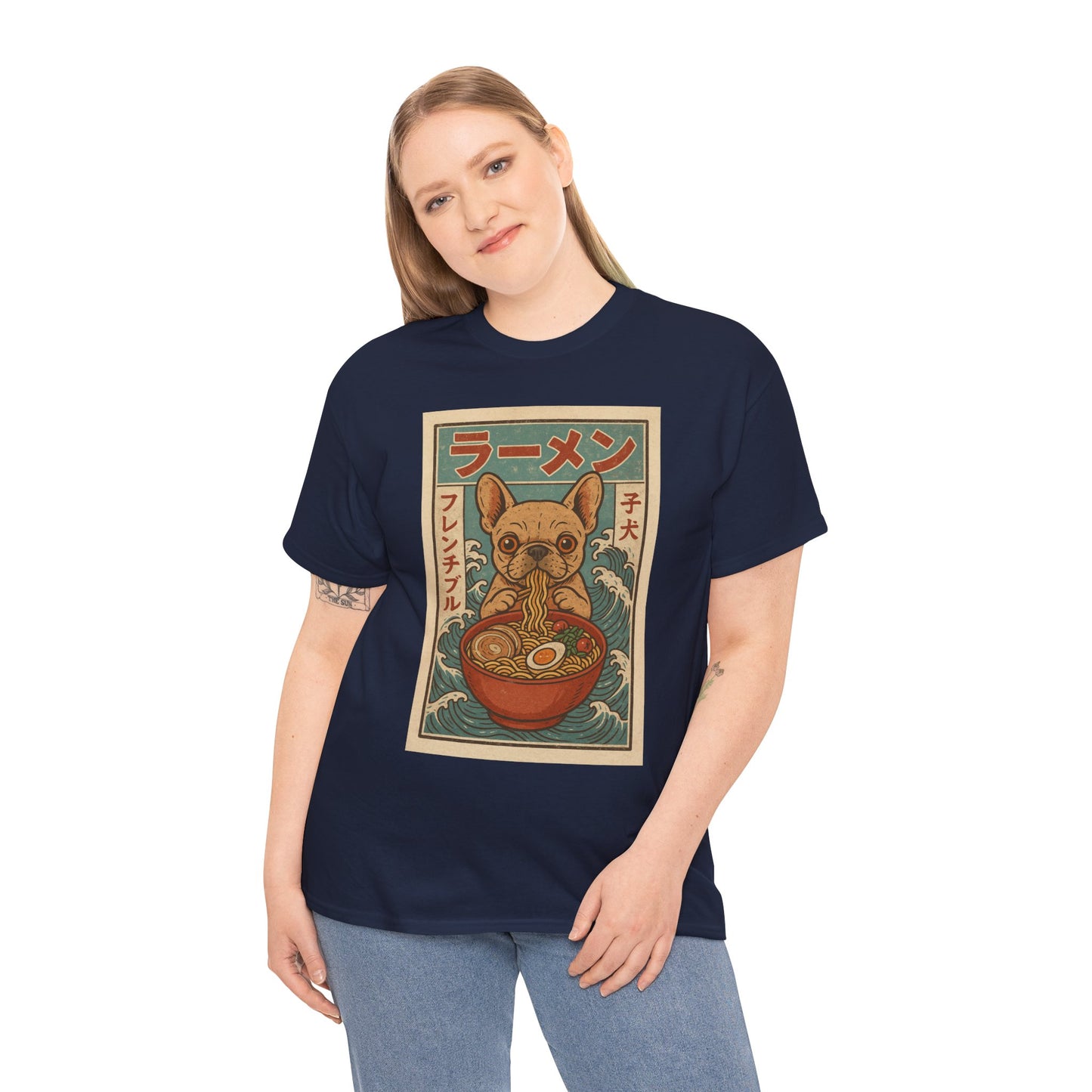 Frenchie Ramen T-Shirt – Vintage Japanese Poster Style French Bulldog Tee, Retro Dog Lover Shirt, Cute Anime-Inspired Gift