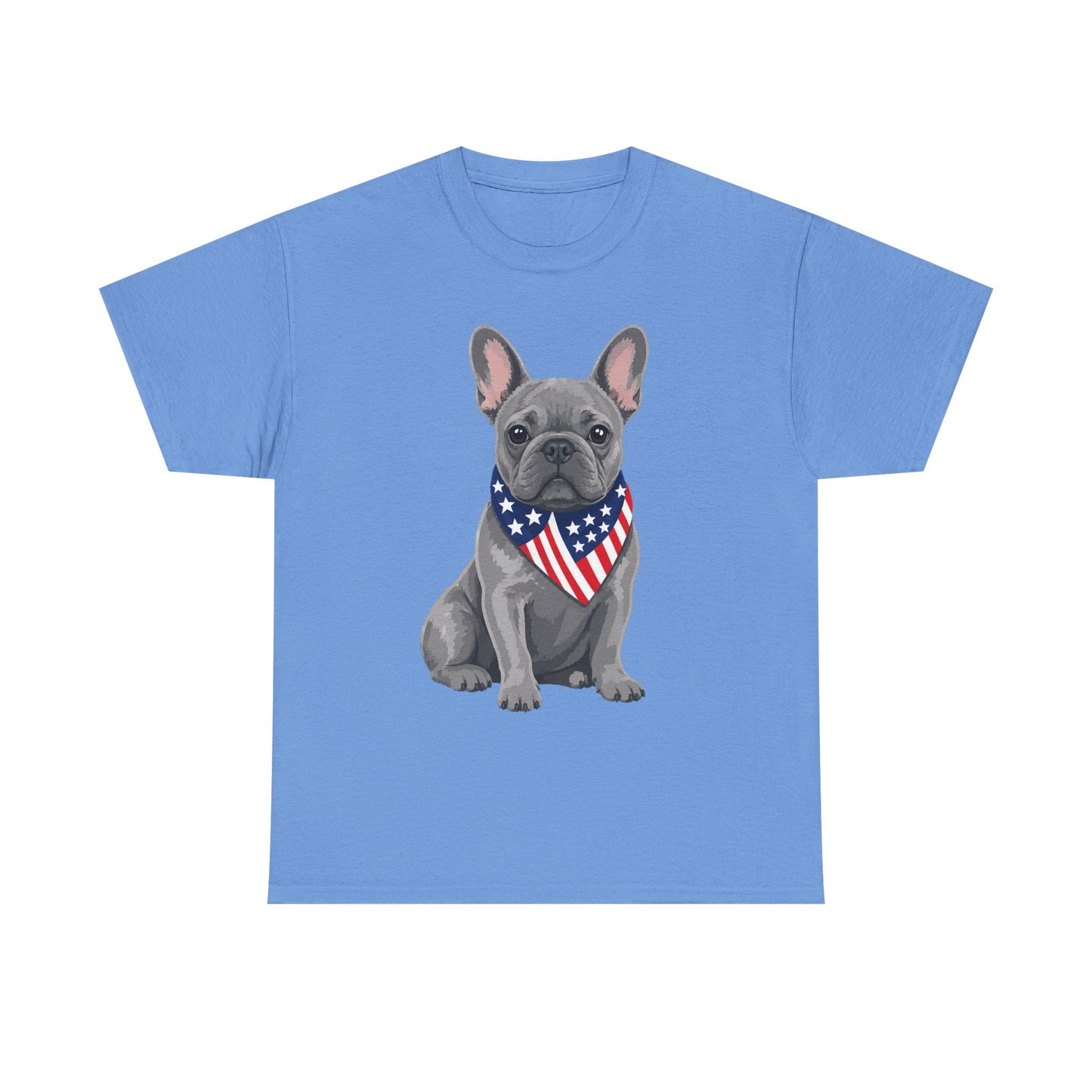 Patriotic French Bulldog Shirt, Blue Frenchie American Flag Bandana Tee, Fourth of July Dog Lover Shirt, USA French Bulldog Gift