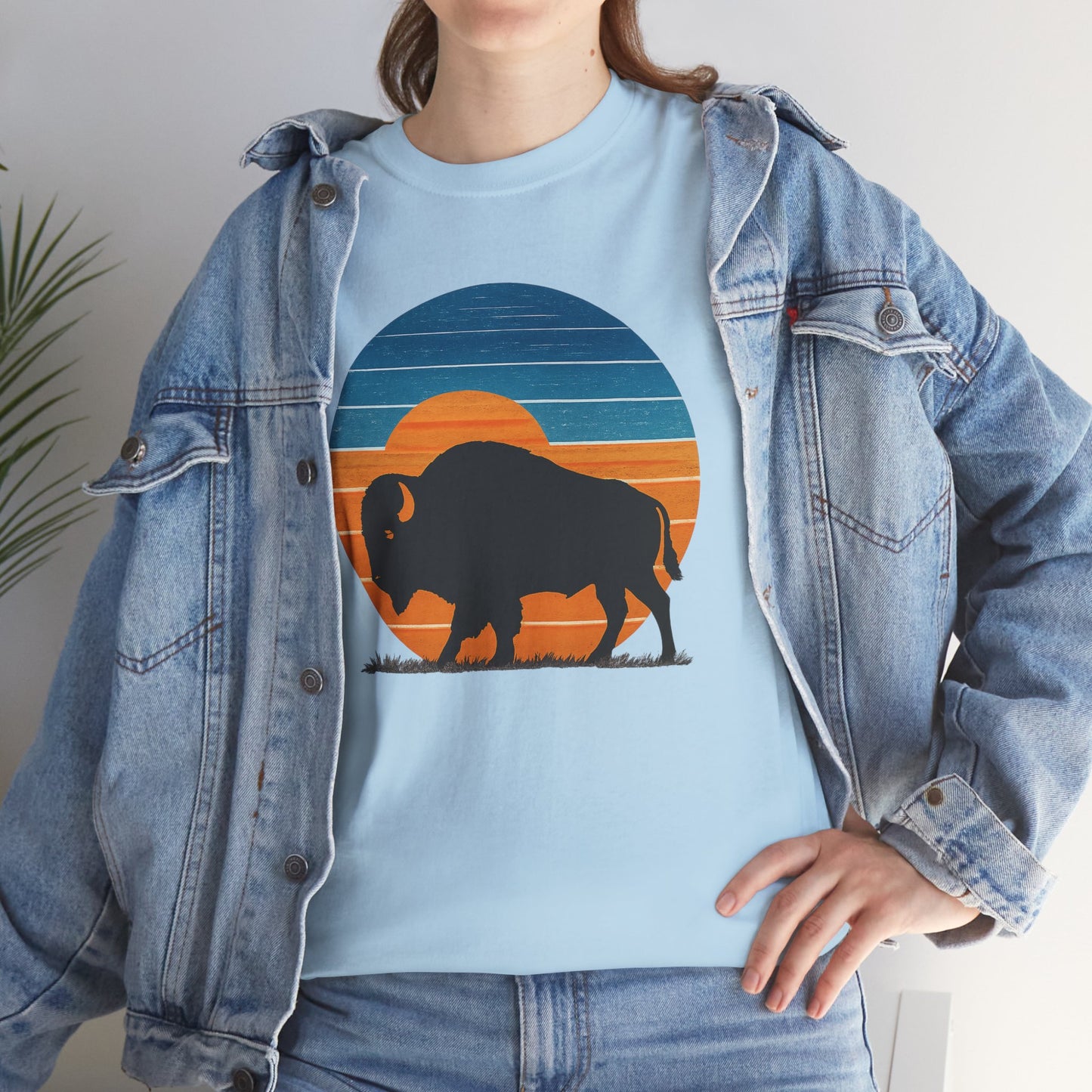 Oklahoma Bison Sunset Shirt | Retro Buffalo Tee | OKC Basketball Colors T-Shirt
