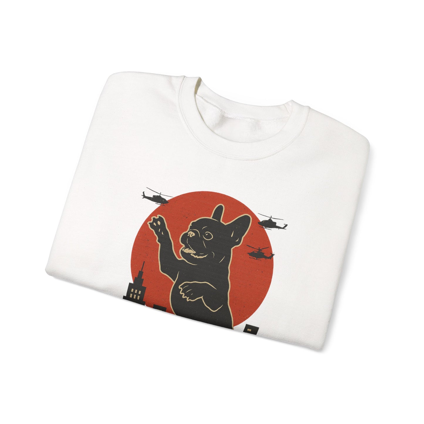 French Bulldogzilla Sweatshirt | Godzilla Inspired French Bulldog Graphic Tee | Retro Japanese Movie Style Dog Lover Shirt | Funny Frenchie Gift