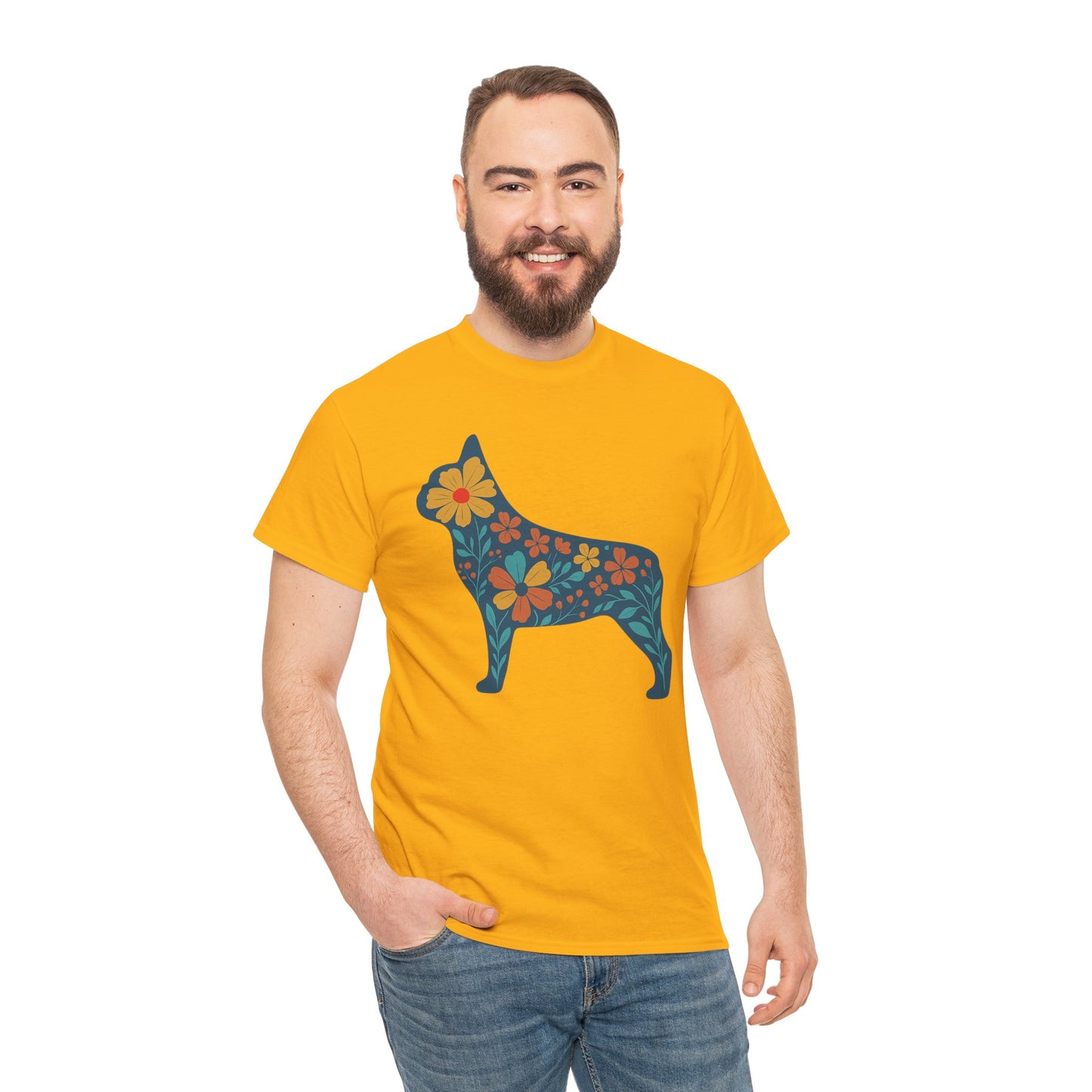 Floral Frenchie T-Shirt | Bright Flower French Bulldog Tee | Cute Dog Lover Shirt | Retro Pet Mom Gift | Boho Botanical Frenchie Graphic Tee