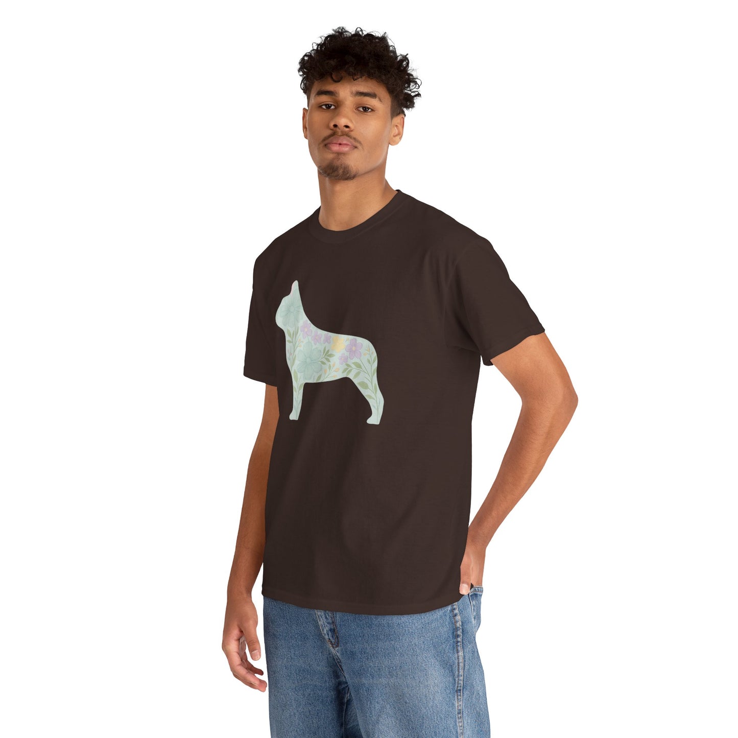 Floral French Bulldog T-Shirt | Pastel Dog Lover Tee | Soft Floral Frenchie Silhouette Shirt | Cute Gift for French Bulldog Moms