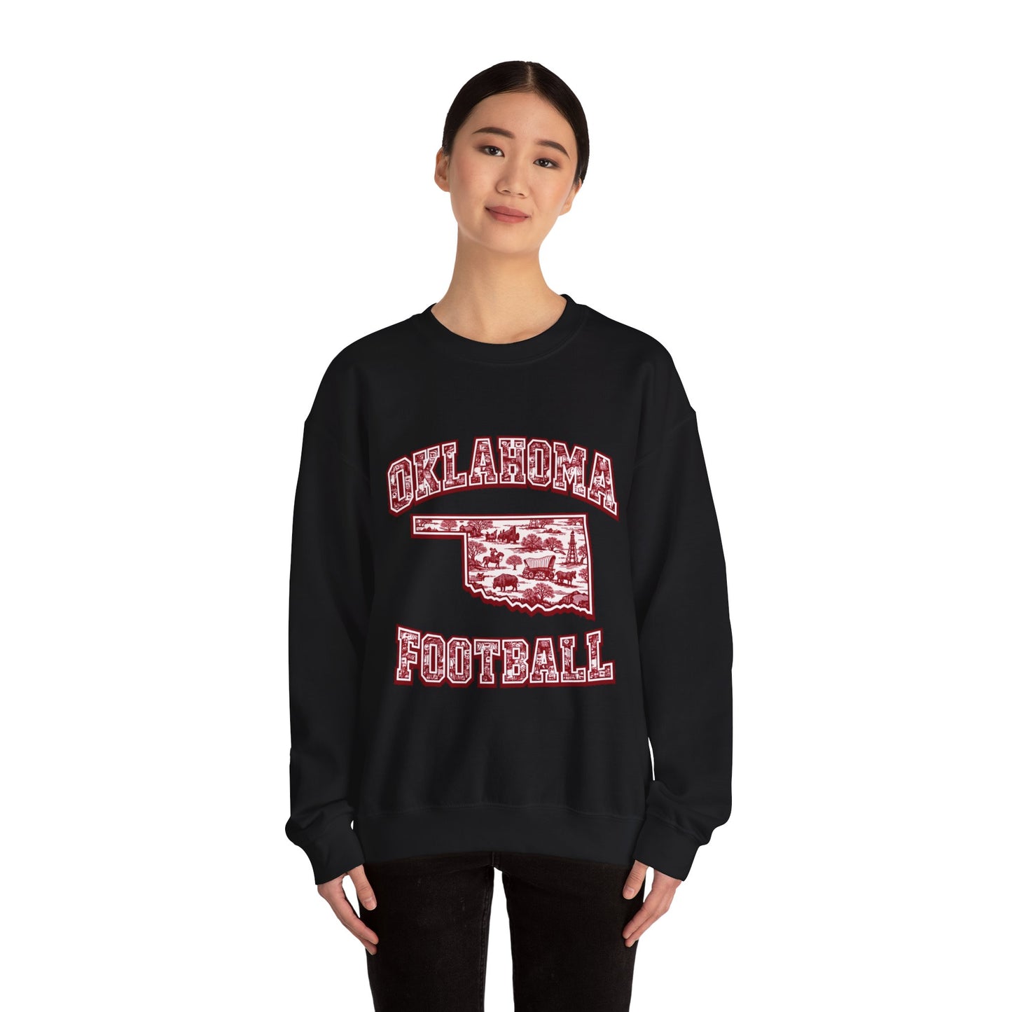 Oklahoma Football Sweatshirt, Oklahoma State Toile Crewneck, Crimson Game Day Sweatshirt, Oklahoma Fan Gift, Vintage Football Crewneck, sooner