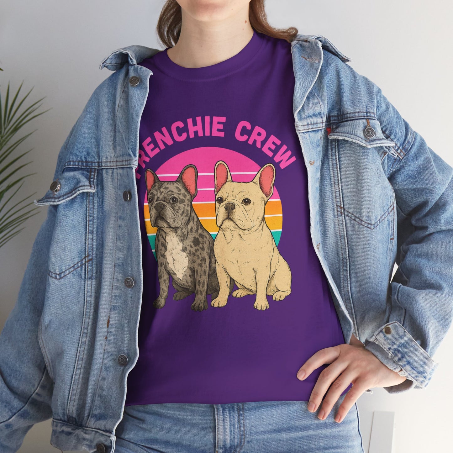 Frenchie Crew T-Shirt | Retro French Bulldog Tee | Merle & Cream Frenchie Dog Lover Shirt | Cute Gift for Frenchie Moms & Dads