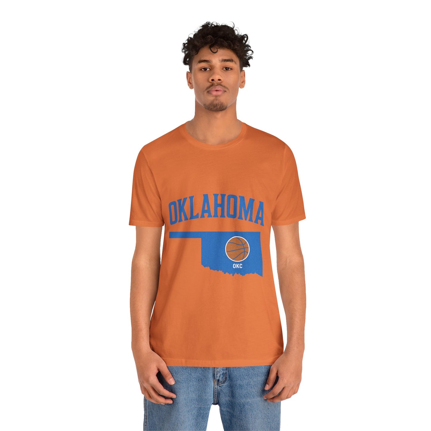 Oklahoma Basketball T-Shirt | OKC State Outline Tee | Blue and Orange Game Day Shirt | Retro Oklahoma Sports Graphic Top