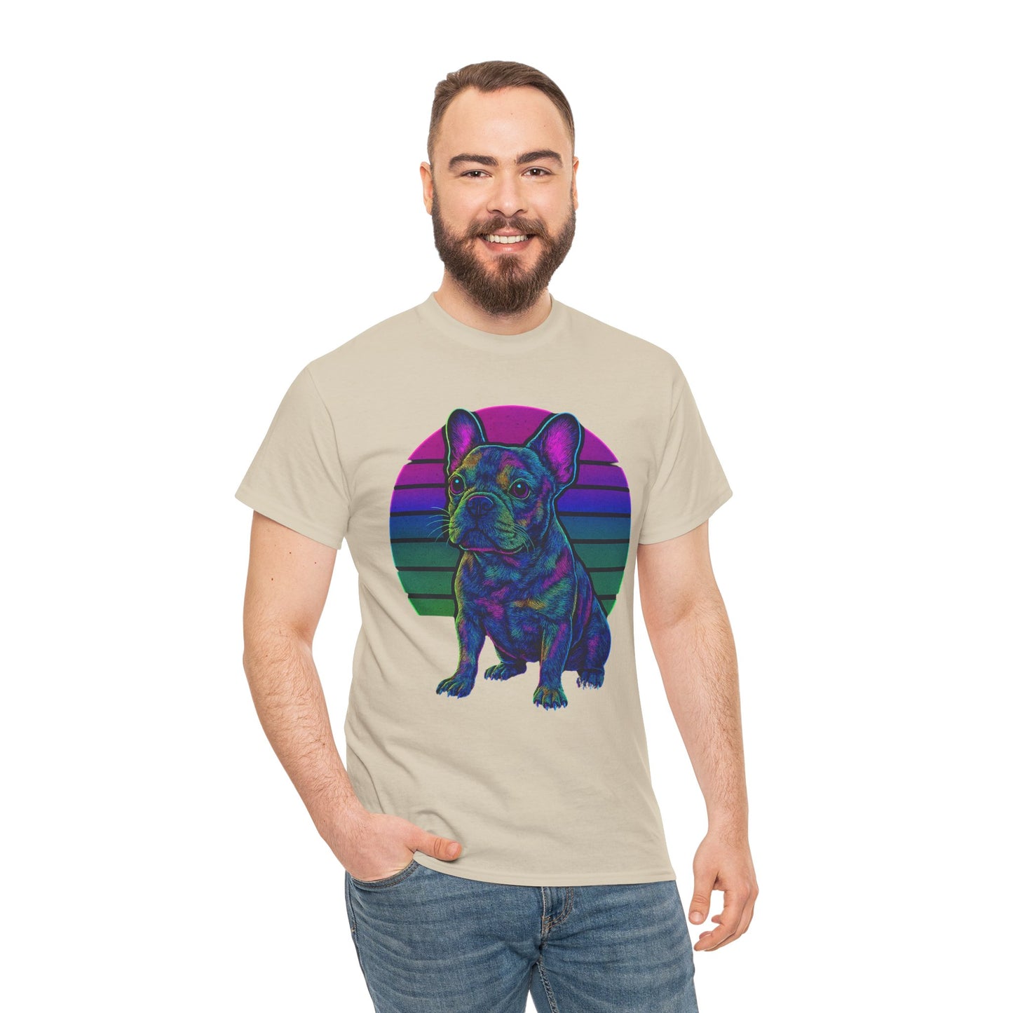 Neon French Bulldog T-Shirt | Retro 80s Frenchie Tee | Colorful Dog Lover Shirt | Electric Frenchie Gift for Men & Women