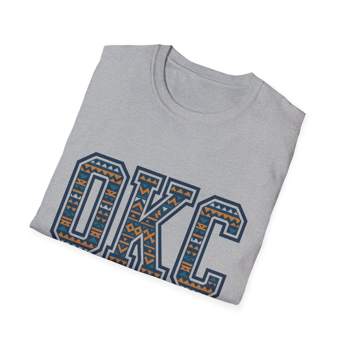 OKC Basketball T-Shirt | Tribal Aztec Letters Tee | Oklahoma City Basketball Shirt | OKC Fan Gift | Unisex Game Day Tee | Orange Thunder Style