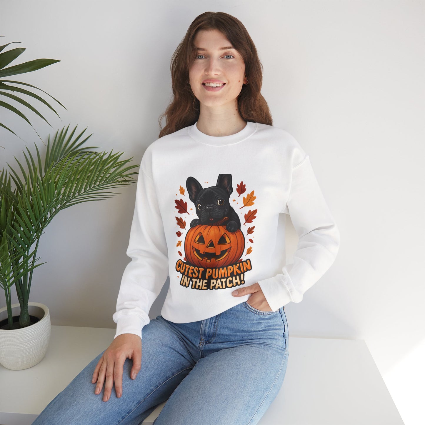 Cutest Pumpkin in the Patch Sweatshirt | Frenchie Fall Crewneck | Halloween Dog Lover Gift | Cozy French Bulldog Pumpkin Patch Pullover