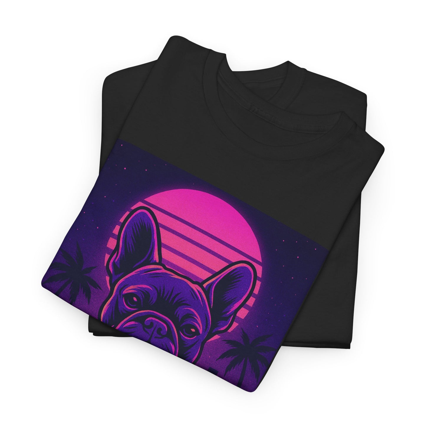 Vaporwave French Bulldog T-Shirt | Retro Neon Dog Tee | 80s Aesthetic Frenchie Shirt | Synthwave Graphic Tee | Cool Gift for Pet Lovers