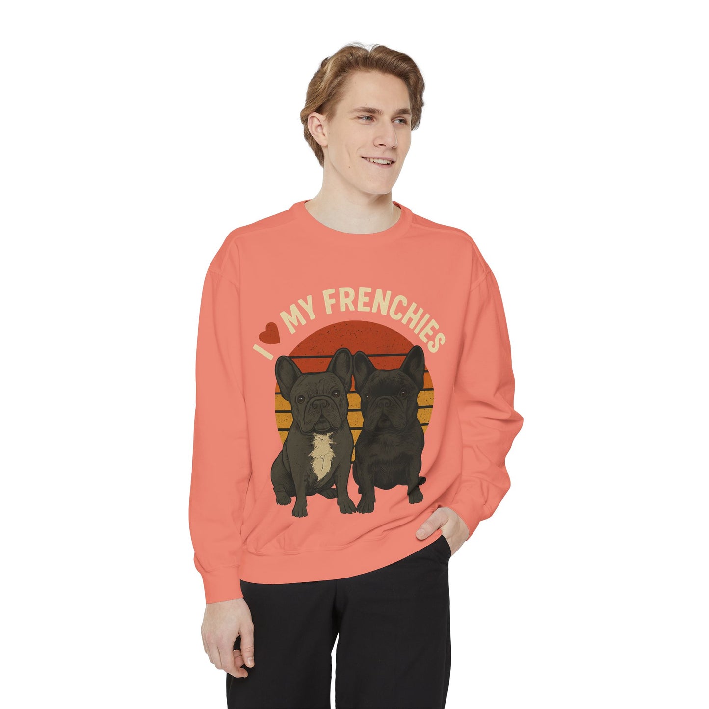 I Love My Frenchies Sweatshirt | Retro French Bulldog Pullover | Vintage Dog Mom Crewneck | Cozy Frenchie Lover Sweater